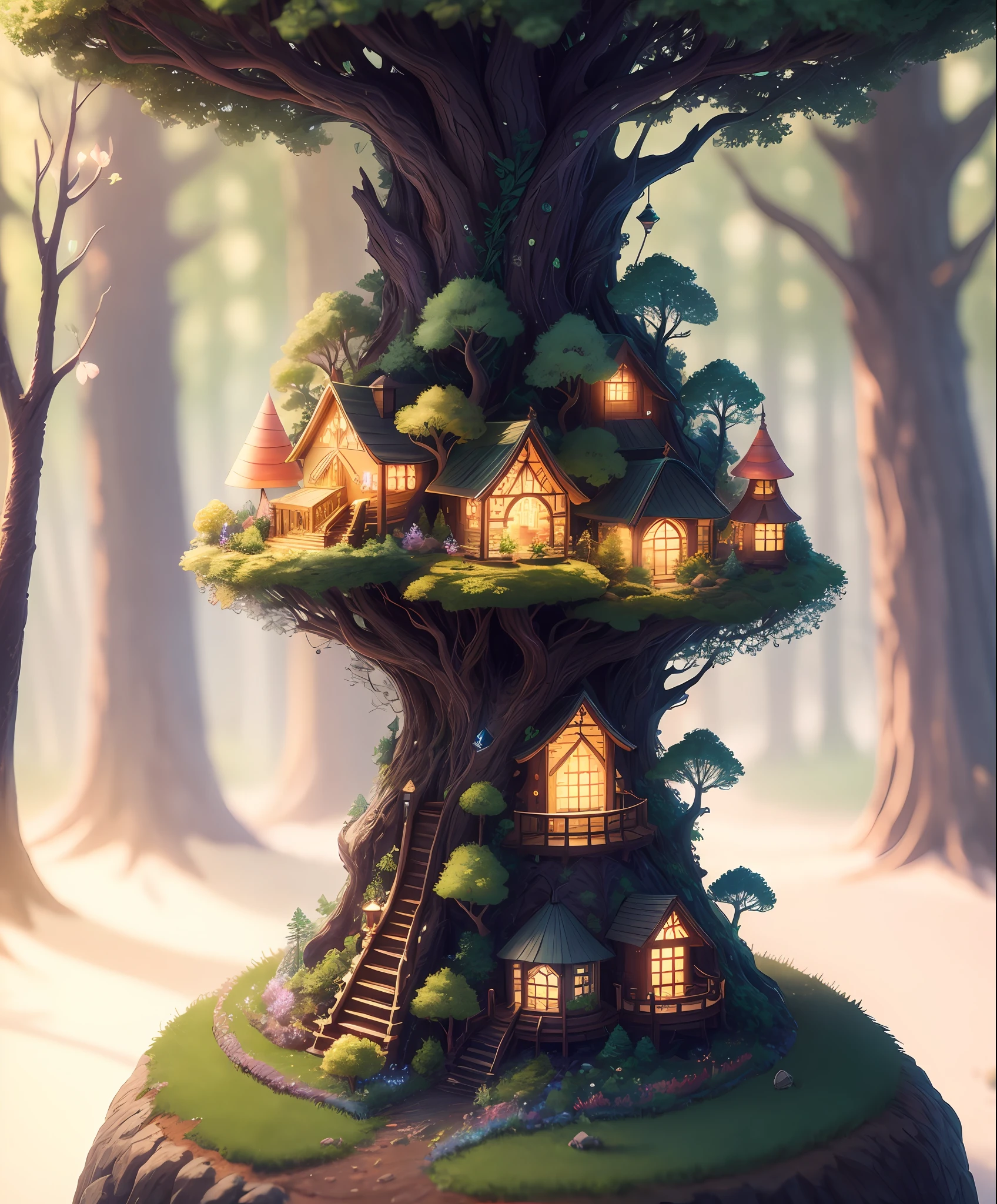 masterpiece, best quality, high quality,extremely detailed CG unity 8k wallpaper, An enchanting and dreamy scene of a fantasy forest, with towering trees, glowing mushrooms, and hidden fairy glens, creating a sense of mystique and enchantment, artstation, digital illustration, intricate, trending, pastel colors, oil paiting, award winning photography, Bokeh, Depth of Field, HDR, bloom, Chromatic Aberration ,Photorealistic,extremely detailed, trending on artstation, trending on CGsociety, Intricate, High Detail, dramatic, art by midjourney