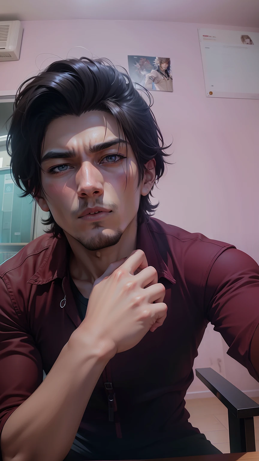 anime character, male, realistic, don't change my face ,look real natural