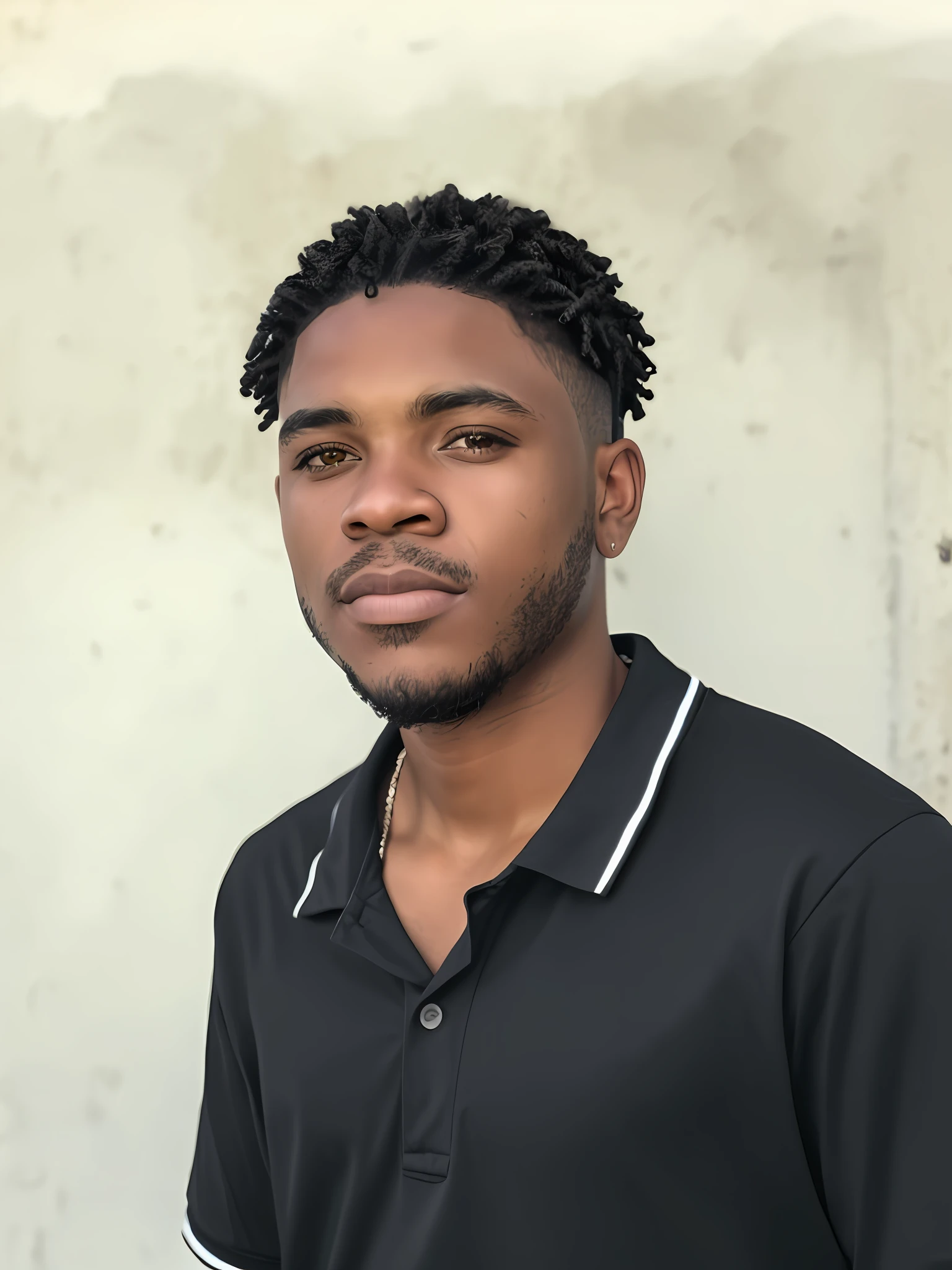 Create an illustration showing a member of Grove Street Families,a gangue protagonista do jogo,com brinco e camiseta do real Madrid,foto ultra-realista,fundo de sangue