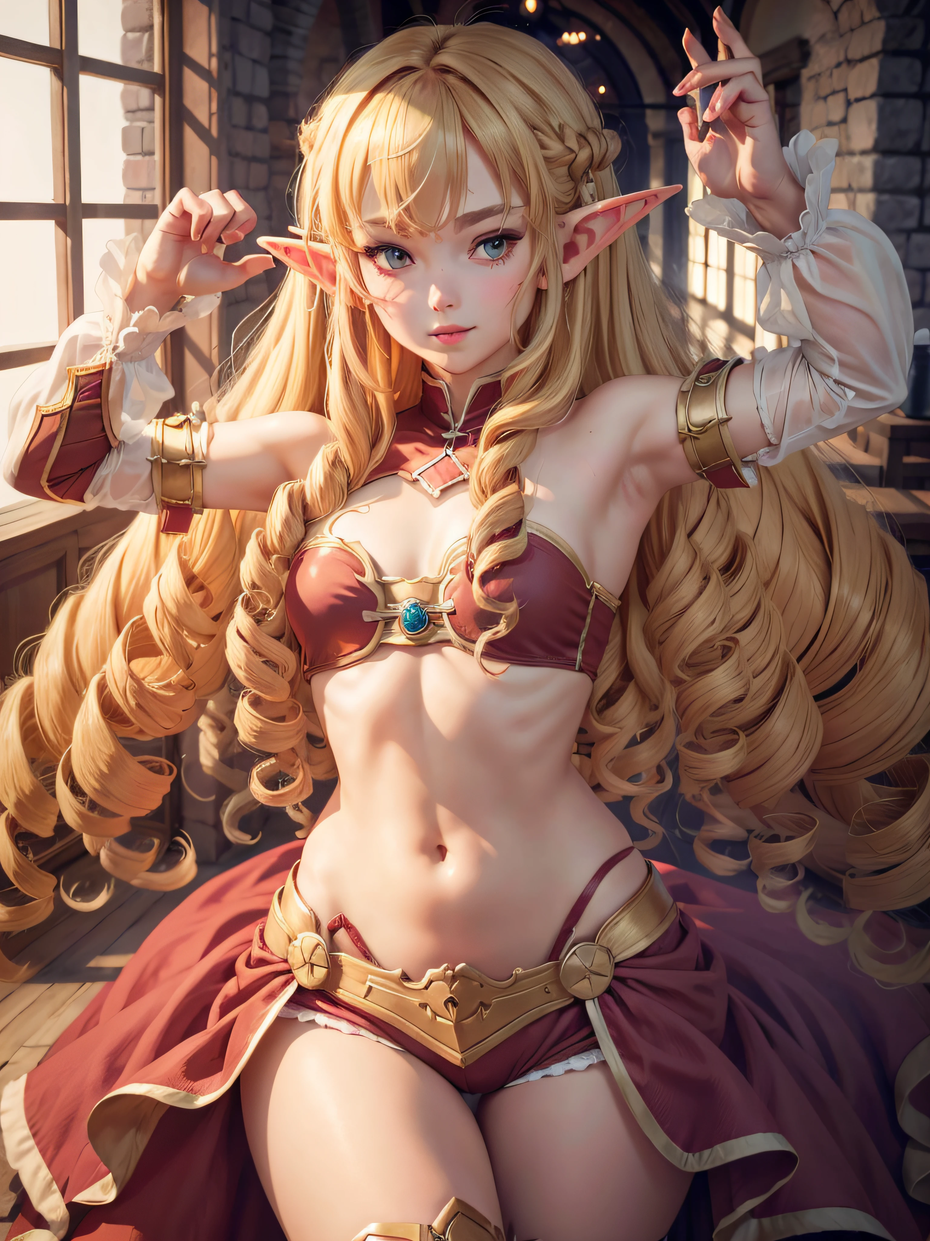 Elinalise, 1girl, solo, long_hair, elf ear, adorable pose, perfect hands, perfect fingers,