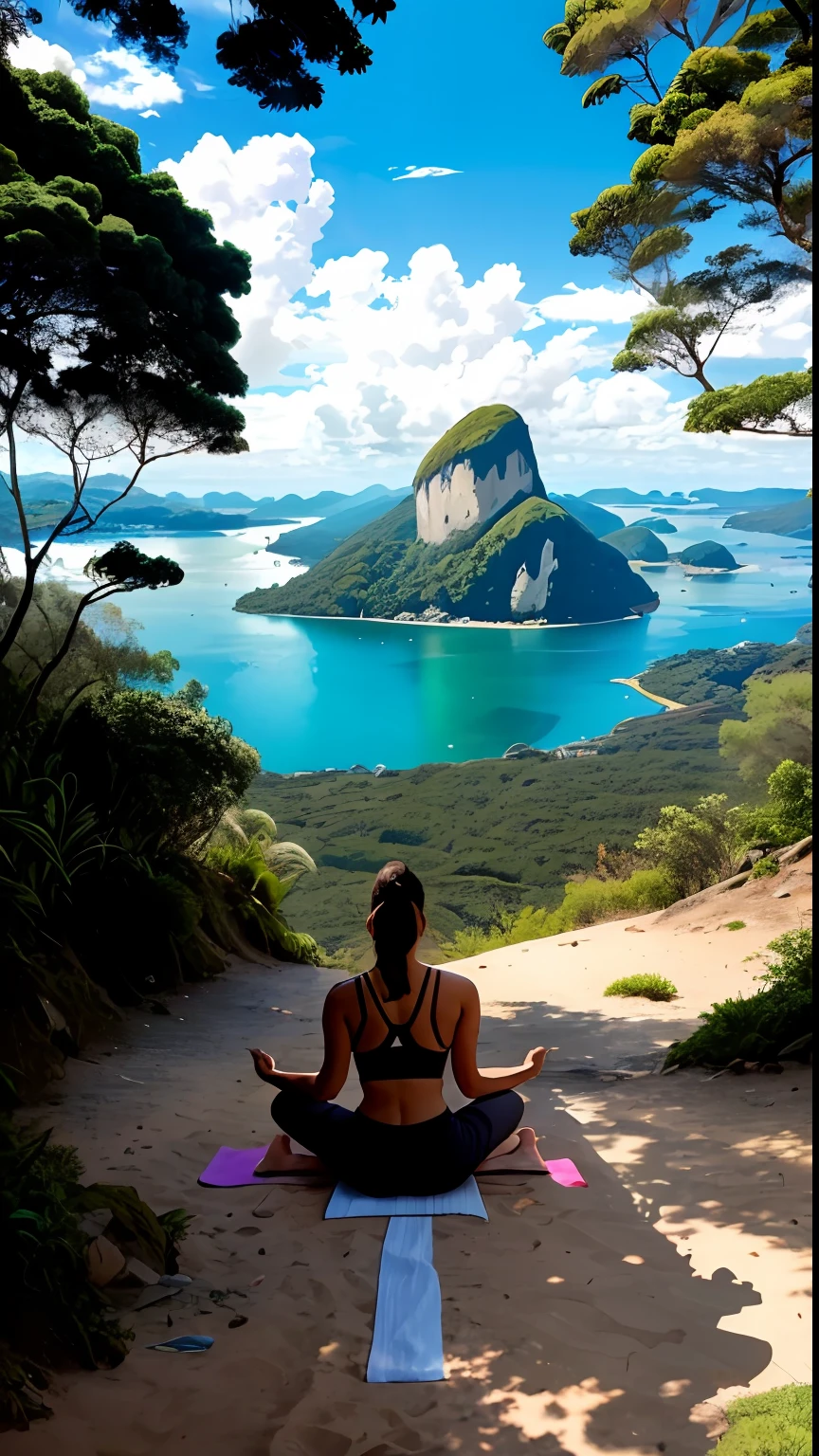 fazendo yoga em uma paisagem deslumbrante