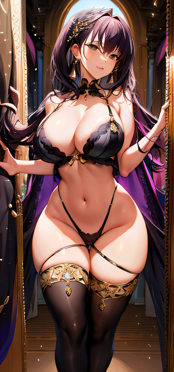 same character and body, Earrings, hair ornaments, more revealing lingerie