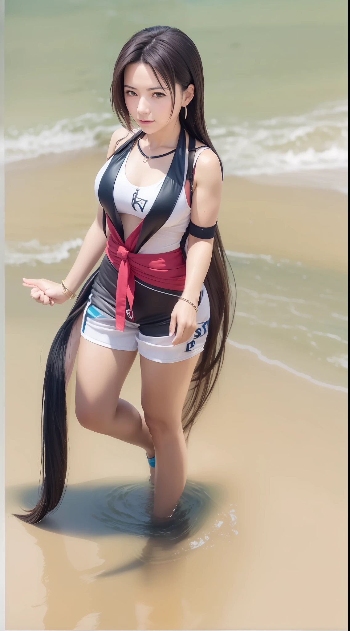 ff Tifa，sandbeach，swimming uniform，full bodyesbian