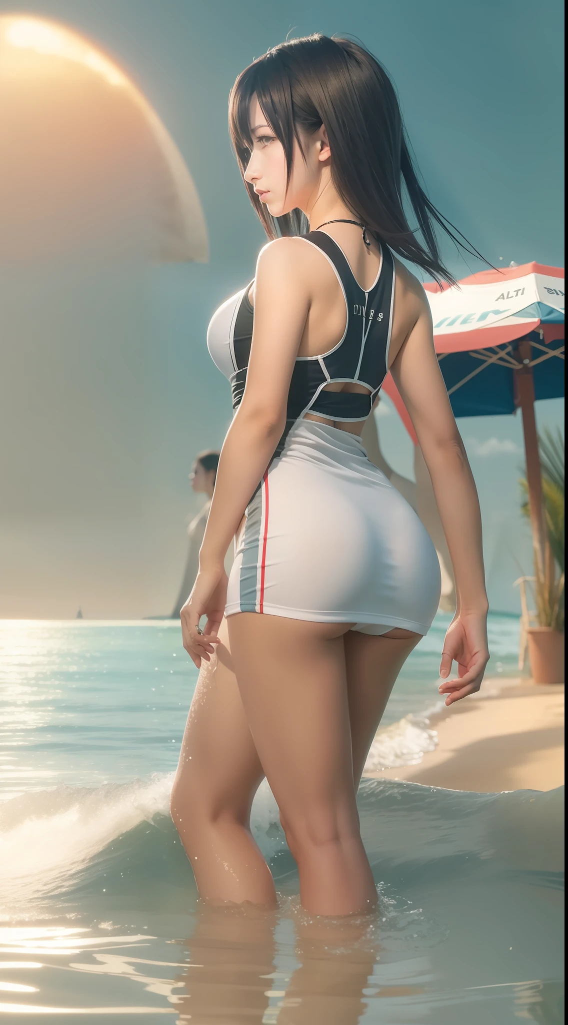 ff Tifa，sandbeach，swimming uniform，full bodyesbian