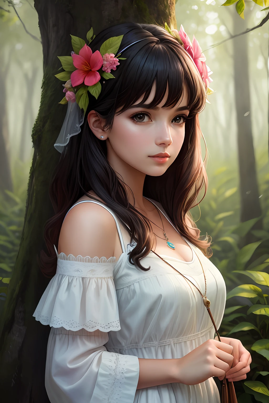 obra-prima, melhor qualidade, alta qualidade, papel de parede 8k extremamente detalhado da unidade CG, uma cena encantadora e sonhadora de uma floresta de fantasia, with tall trees, cogumelos brilhantes e vales de fadas ocultos, Um rapaz de 6 anos happy passeando na floresta, creating a sense of mystique and enchantment, Artistic Station, digital illustation, intrincado, trend, pastels colors, oil-painting, fotografia premiada, Bokeh, profundidade de campo, HDR, flor, chromatic aberration, fotorrealista, extremamente detalhado, trending on ArtStation, trend at CGSociety, intrincado, alto detalhe, Dramatic, arte no meio da jornada