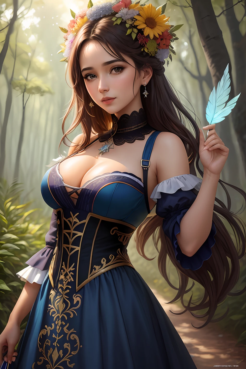 obra-prima, melhor qualidade, alta qualidade, papel de parede 8k extremamente detalhado da unidade CG, uma cena encantadora e sonhadora de uma floresta de fantasia, with tall trees, cogumelos brilhantes e vales de fadas ocultos, um rapaz happy, creating a sense of mystique and enchantment, Artistic Station, digital illustation, intrincado, trend, pastels colors, oil-painting, fotografia premiada, Bokeh, profundidade de campo, HDR, flor, chromatic aberration, fotorrealista, extremamente detalhado, trending on ArtStation, trend at CGSociety, intrincado, alto detalhe, Dramatic, arte no meio da jornada
