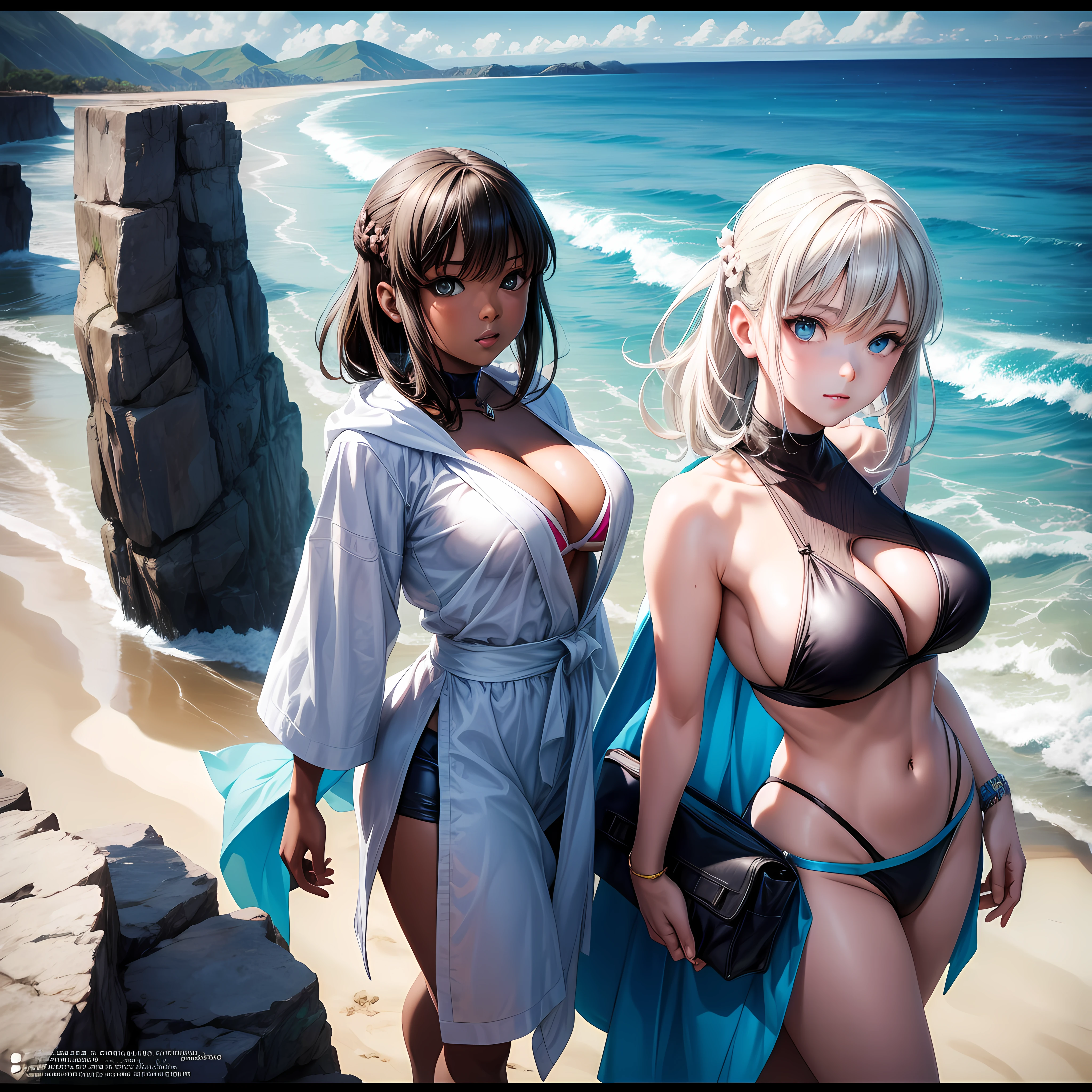 a cartoon picture of a woman in a bikini on the beach, Artgerm. anime illustration, Artgerm 4K, estilo Artgerm, estilo Artgerm, Artgerm em ArtStation Pixiv, Estilo Ivan Talavera e Artgerm, Artgerm. High detail, Artgerm extremamente detalhado, Modelo IG | Artgerm