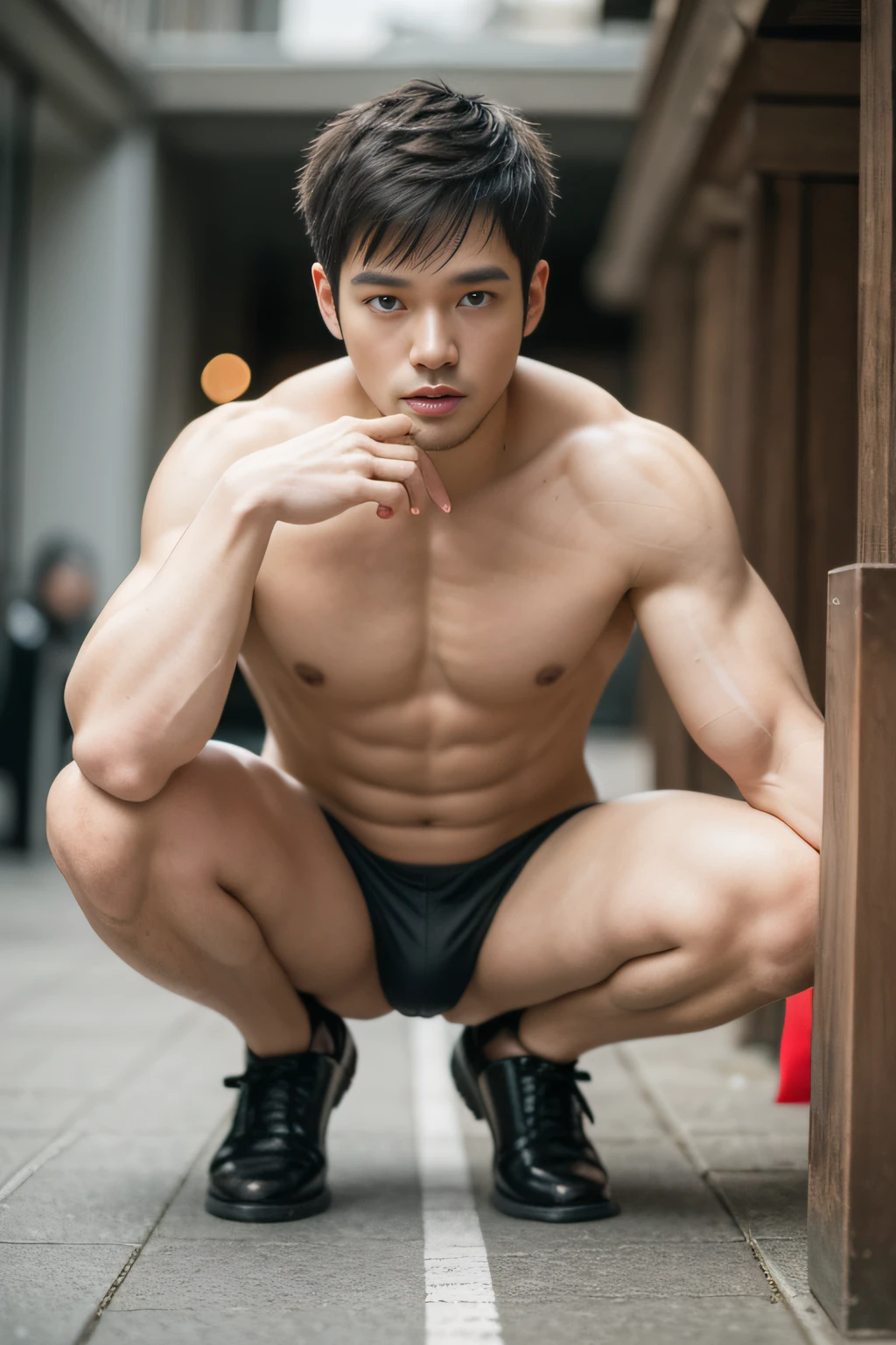top-quality、masterpiece、超A high resolution、(realisitic:1.4)、详细的脸、独奏、1human male、The upper part of the body、Dark hair、glistning skin、dense skin、(asian human)、japanes,jpn、architectural、(absurderes、hight resolution、ultra-detailliert)、、1 male、Adults、(a 25-year-old man)、a handsome、tall muscular man、broad shoulder、extra very short hair、angular jaws、thick neck、thick eyebrow、extra very short hair、A dark-haired、fine eyes and detailed face、 Highly detailed CG Unity 8K wallpapers、intricate-detail、(Style Swirl Magic:0.7)、looking at the spectator、独奏、(full body Esbian:0.6)、细致背景、A detailed face、dynamicposes、、Urban background、dynamic compositions、 big muscle、、(Crotch bulge)、a handsome、 ((masutepiece:1.4, Best Quality)), ((masutepiece, Best Quality)), (photographrealistic:1.4)、(((Animal costume)))、all-fours,Lying, on side,excessive cum in,Big dog、gargantilha、Cuffed
