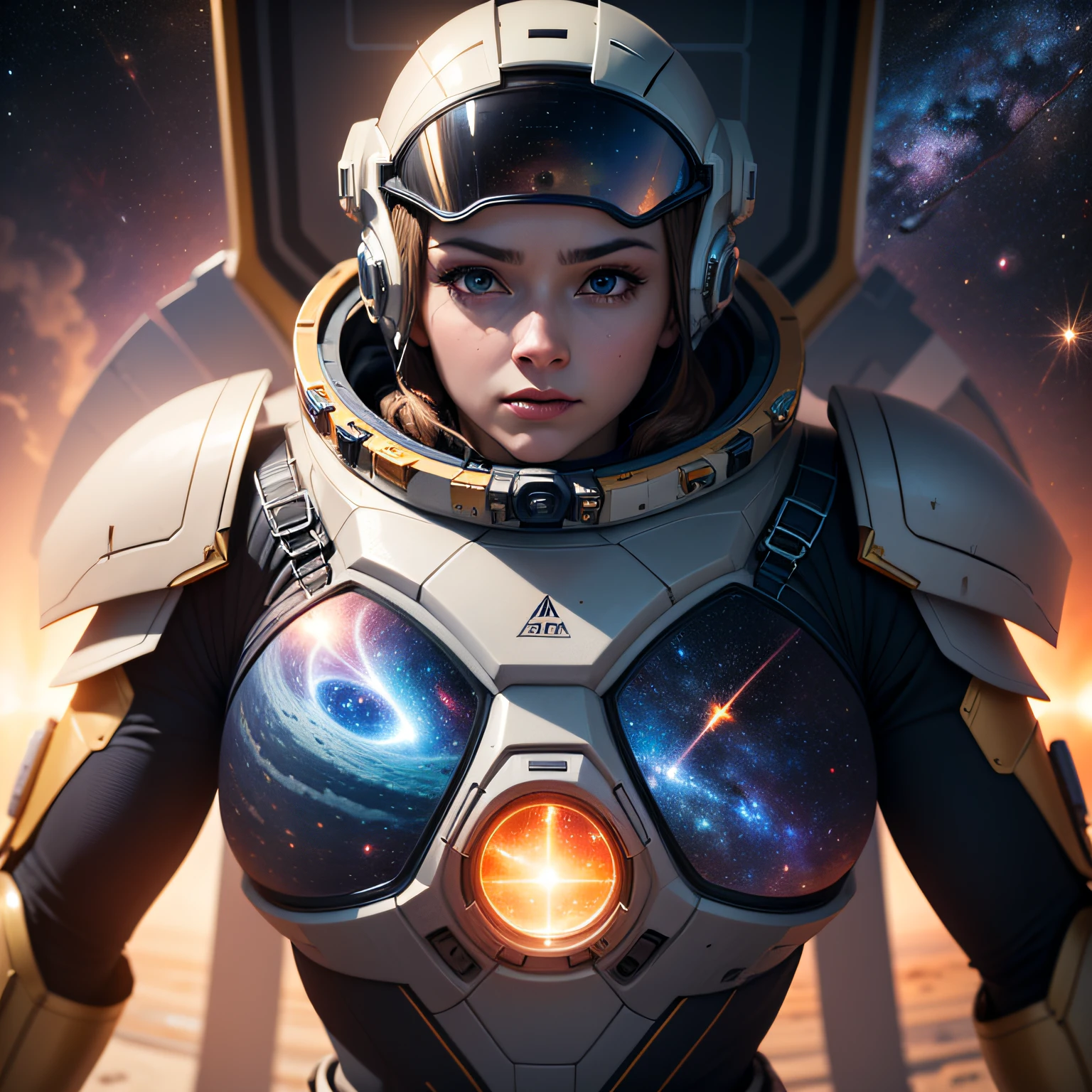 (masterpiece, best quality, beautiful space opera:1.4), epic_space_opera, intergalactic_explorer, space_suit, holographic_visor, armor_plates, jetpack, laser_blaster, energy_sword, wrist-mounted_gauntlet, glowing_eyes, cybernetic_implants, determined_expression, nebula, galactic_starfield, spaceship_silhouette, planetary_rings, zero_gravity, stellar_winds, celestial_radiance, futuristic_technology, cinematic light, (sharp focus:1.6), highly detailed, ultra realistic, 8k