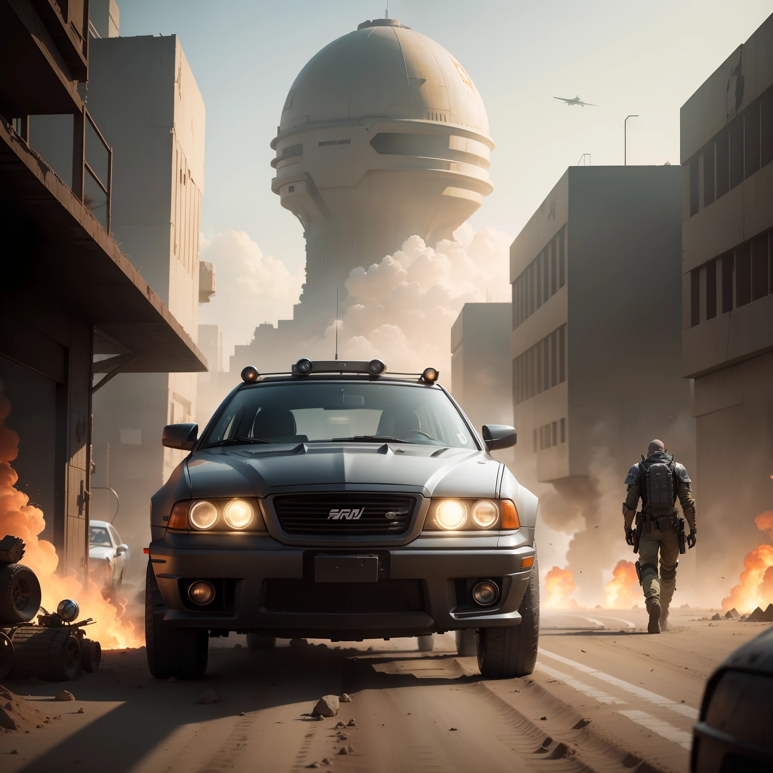 Imagine a futuristic post-apocalyptic world, where civilization has collapsed and the desert is the only habitable place. In this arid and desolate landscape, You are tasked with creating a picture of a mind-blowing race.
Na cena, a group of mercenaries, Bounty hunters and ruthless looters are in pursuit of the car of a valuable technological scientist who possesses coveted secrets. Os carros usados nessa corrida devem ser altamente modificados, com designs futuristas, Reinforced armor and powerful weapons.
Comece desenhando o deserto, highlighting its post-apocalyptic characteristics, like crumbling buildings, scattered debris and an oppressive atmosphere. Use tons sombrios e cores desgastadas para transmitir a atmosfera decadente do mundo.
Em seguida, Draw the tech scientist's car in the center of the image, highlighting its futuristic design and advanced technology. Add details like solar panels, built-in armaments and an aerodynamic appearance.
Agora, concentre-se nos perseguidores. Draw the mercenaries' cars, bounty hunters and marauders, making sure to represent your unique modifications. Adicione elementos como armas pesadas, reinforced armor and gang symbols to differentiate them.
Para aumentar a adrenalina da cena, include action elements. Desenhe carros em alta velocidade, with trails of fire and smoke, while avoiding dangerous obstacles along the way. Add explosions and sparks to further increase tension.
Finish the drawing with dramatic lighting, usando tons de neon e luzes cintilantes para destacar os carros e personagens. Add dynamic light effects to enhance running energy.
Ao finalizar a obra, revise detalhes e certifique-se de que a narrativa visual seja clara. Sinta-se orgulhoso(a) da imagem que criou, depicting a mind-blowing race in the futuristic post-apocalyptic desert, with mercenaries, Bounty hunters and looters in search of Scientis' car --auto
