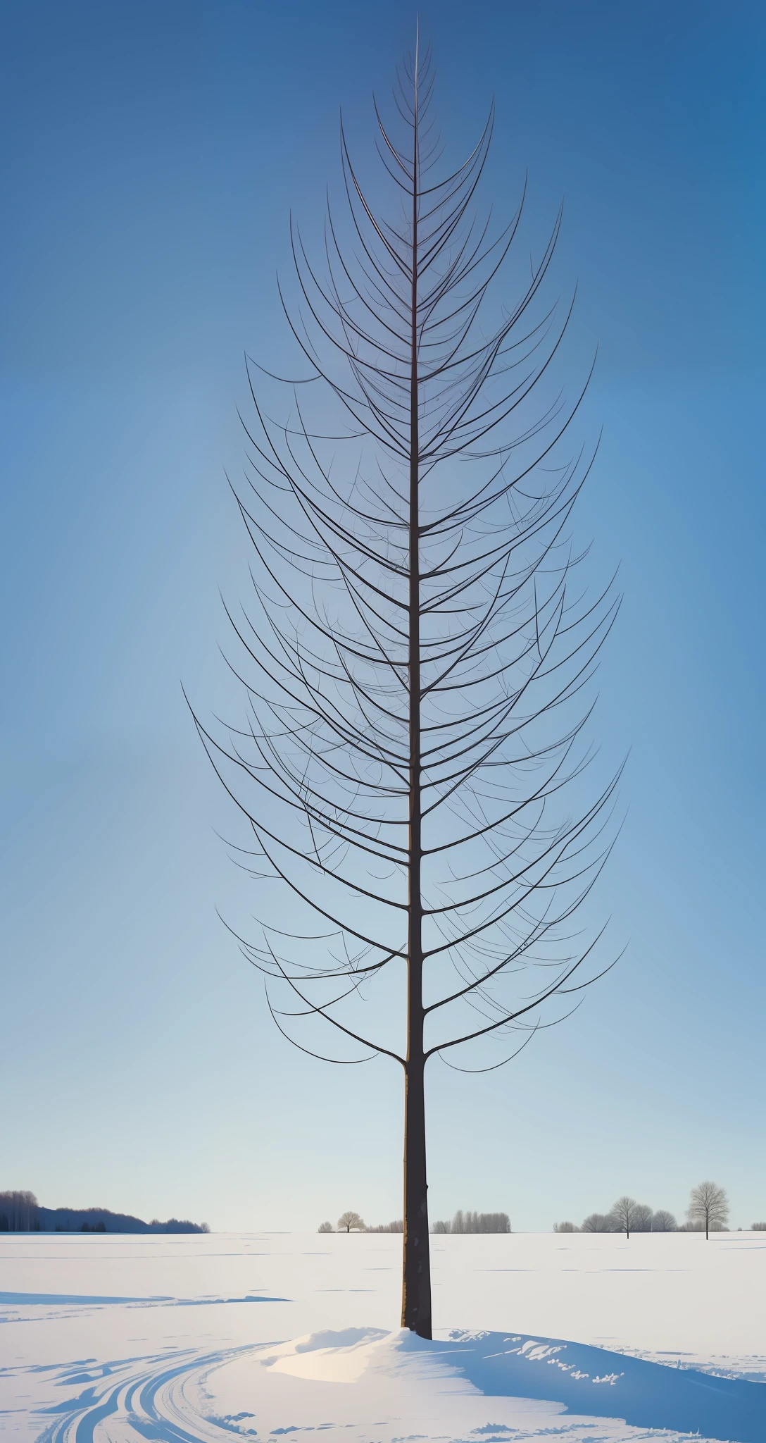 a spruice tree in a winter landscape, tshirt design, rzminjourney, vector-art