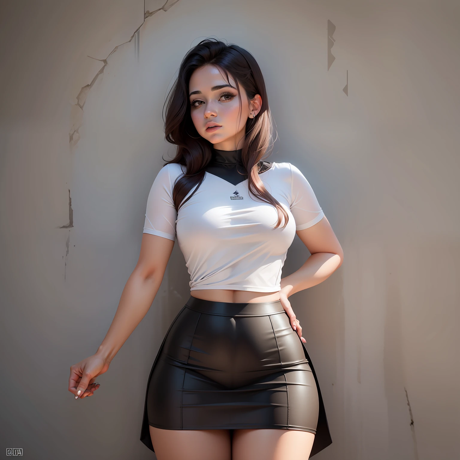 Garota estilo desenho com saia curta a ponto de ver a bunda grande