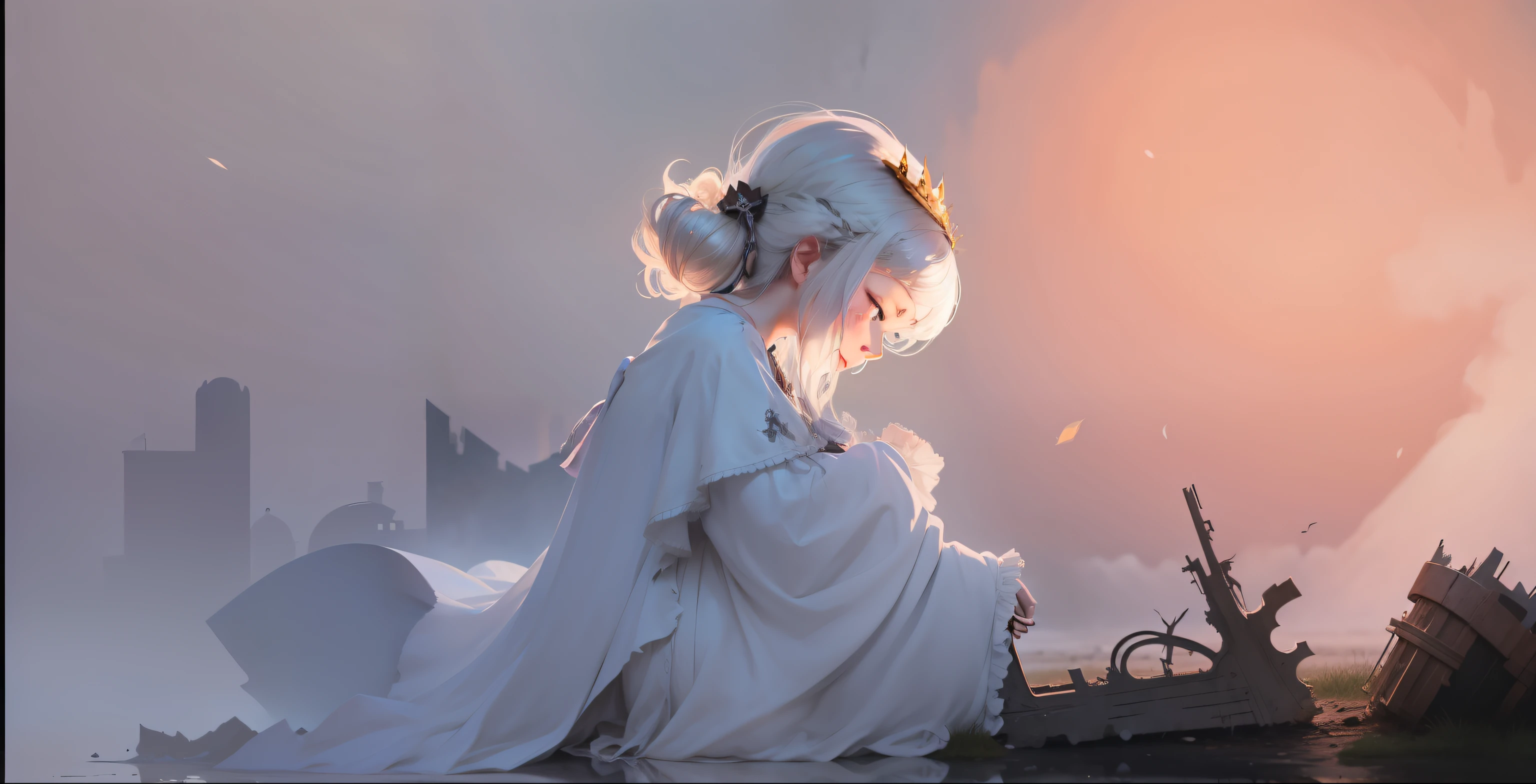 Noble princess,Bow your head and lament the decay and decay of the world,ended his life