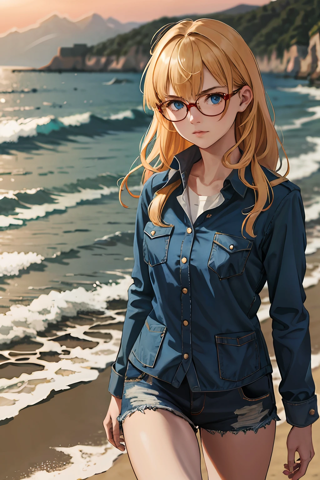 (highres, best quality:1.2), radiance, soft contours, beautiful drawing, 1girl, cowboy shot, (soft focus:1.5) on the Foreground, (Bokeh-filled Foreground:1.2), Shallow Depth of Field, Delicate Blur, Subtle Transitions, Depth and Atmosphere, masterpiece,ultra realistic,32k,extremely detailed CG unity 8k wallpaper, best quality, masterpiece, best quality,
perrine h. clostermann, 1girl, furious, beach, ocean, blonde hair, blue eyes, glasses