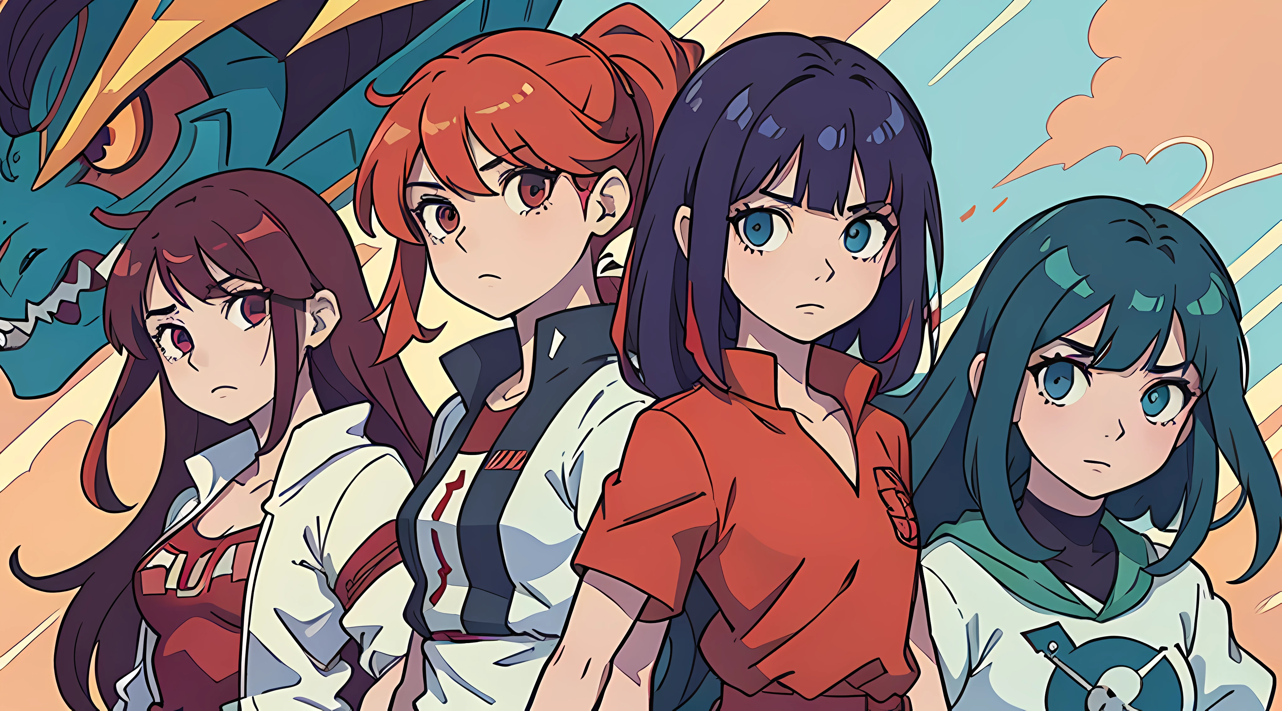 Garota anime com cabelo vermelho e uma camisa vermelha segurando uma arma, Marin Kitagawa Fanart, Cushart Kenz, Demon Slayer rui fanart, Ela tem longos cabelos castanhos alaranjados, protagonista feminina 👀 :8, 9 0 s estilo de arte anime, Asuka Langley Sohryu, 9 0 s estilo anime, Estilo anime dos anos 90, personagem estilo anime, estilo anime gainax