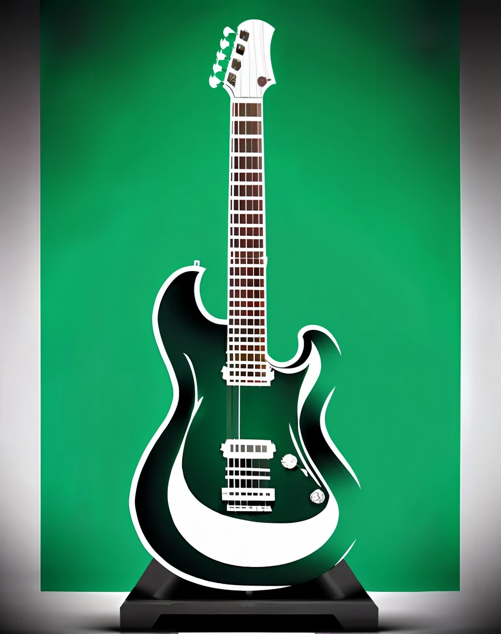 Crie um logotipo de marca com uma guitarra vetorizada com o nome Charles Deville e fundo verde