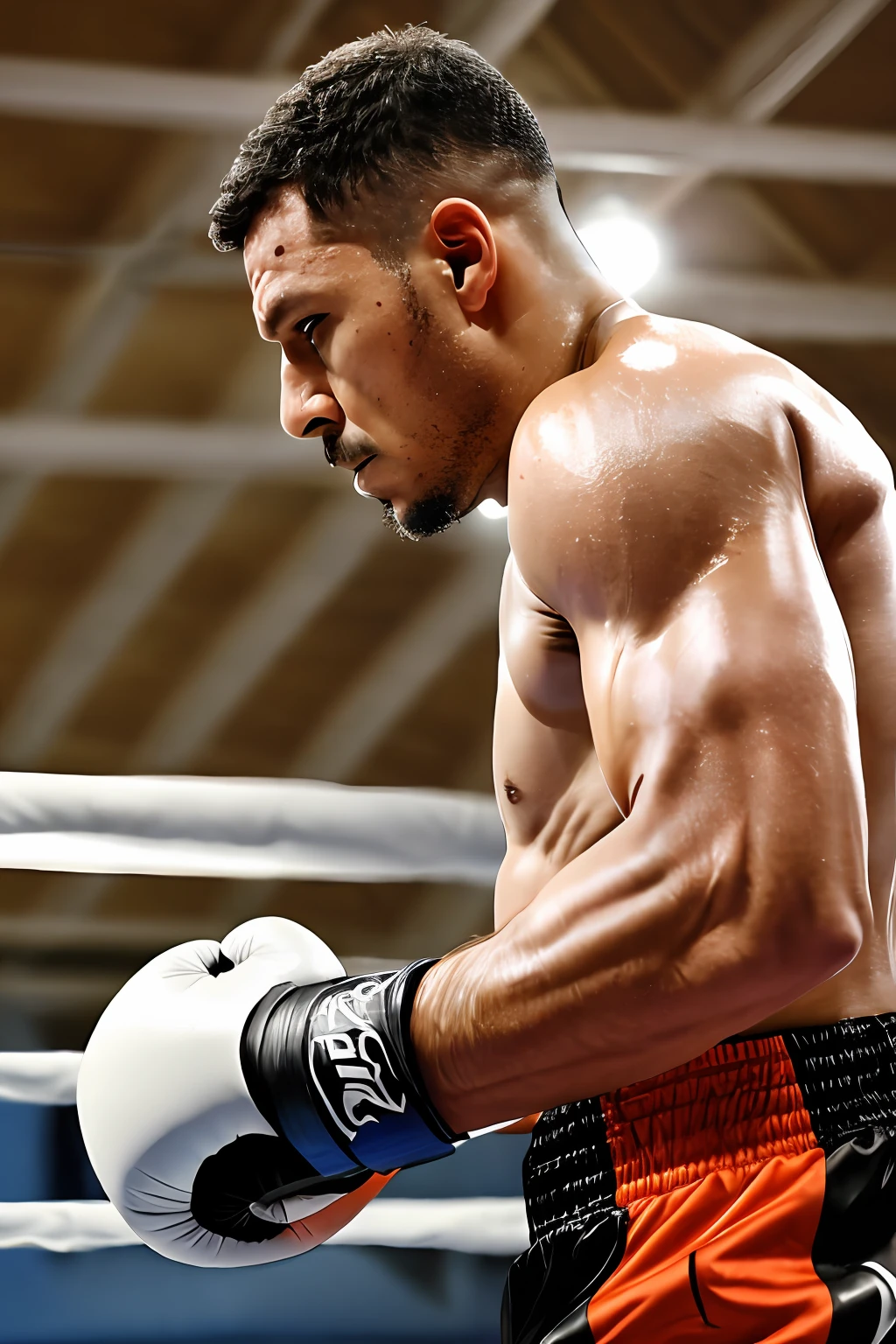 guttonervision8, Um retrato hiper-realista de um homem que encarna a vida de um boxeador profissional no ringue de boxe, with extraordinary attention to detail in your hair, pele, e olhos castanhos brilhantes. The art will show the intense action of the fight as he competes to win the coveted gold belt.
In this remarkable work, The characteristics of man will be portrayed with unparalleled precision and complexity. Seu cabelo, encharcado de suor e emaranhado contra a testa, will be rendered in a hyper-realistic way, capturando a intensidade da luta de boxe.
The quality of the illustration will be of extreme excellence, permitindo que o espectador observe cada detalhe minucioso da textura da pele do homem. O suor brilhando em seu rosto, the tension of your muscles, and the intensity in your eyes will be meticulously portrayed, enhancing the realism of the scene.
The man's captivating brown eyes exude determination and focus as he fights his opponent in the boxing ring.
He will be dressed in boxing suits, usando luvas e uma camiseta encharcada de suor, Embodying the grit and determination of a true boxer.
The boxing ring will be depicted in photorealism, com cordas, Luzes, e uma atmosfera eletrizante, mostrando a energia adrenalina da luta.
The final artwork will be an 8K UHD masterpiece, capturing the extraordinary level of hyper-realism and photorealism in the portrayal of this fierce boxer in the midst of his thrilling fight. Viewers will be captivated by the impressive level of detail and authenticity, como se estivessem testemunhando uma luta de boxe na vida real.