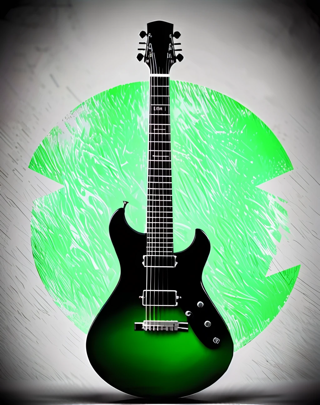 Crie um logotipo de marca com uma guitarra vetorizada com o nome Charles Deville e fundo verde