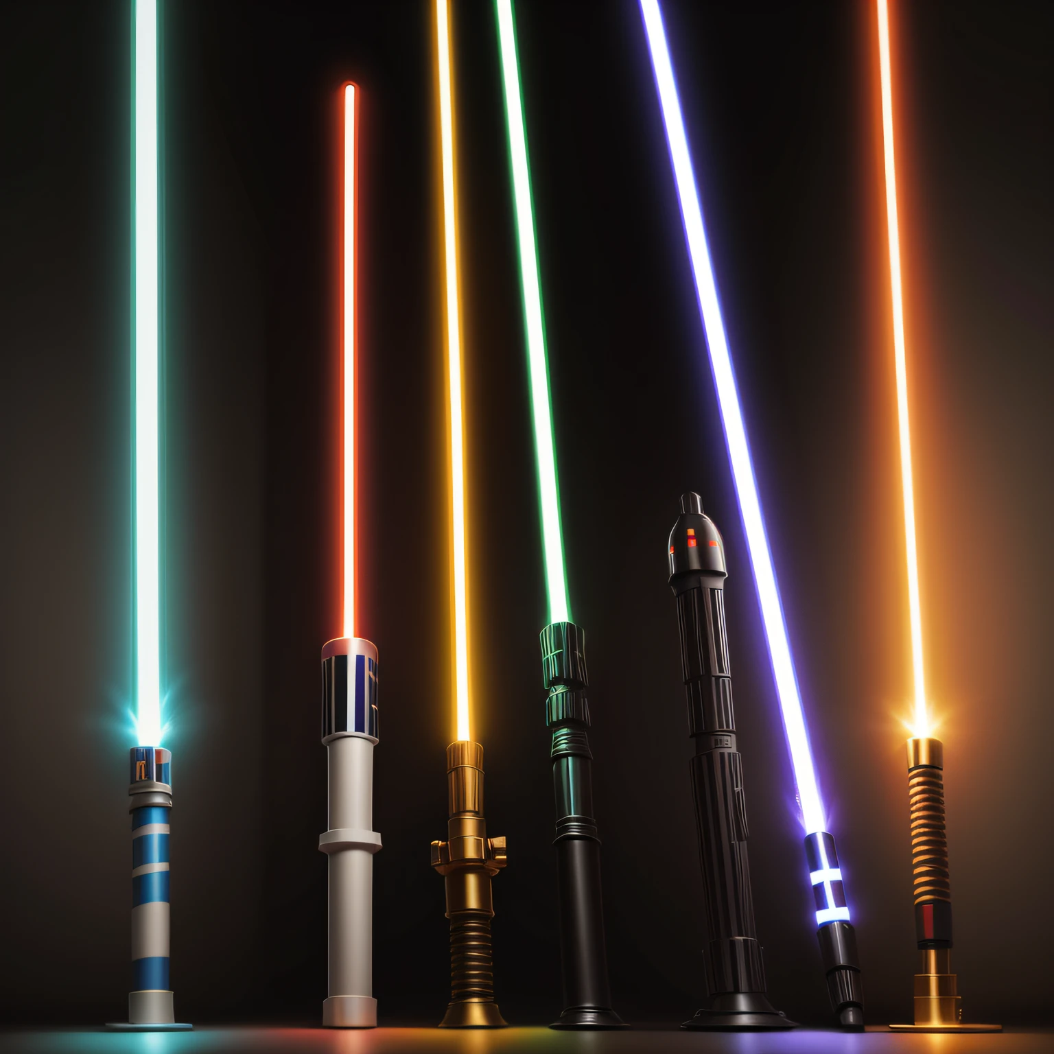 Star Wars lightsabers of various colors