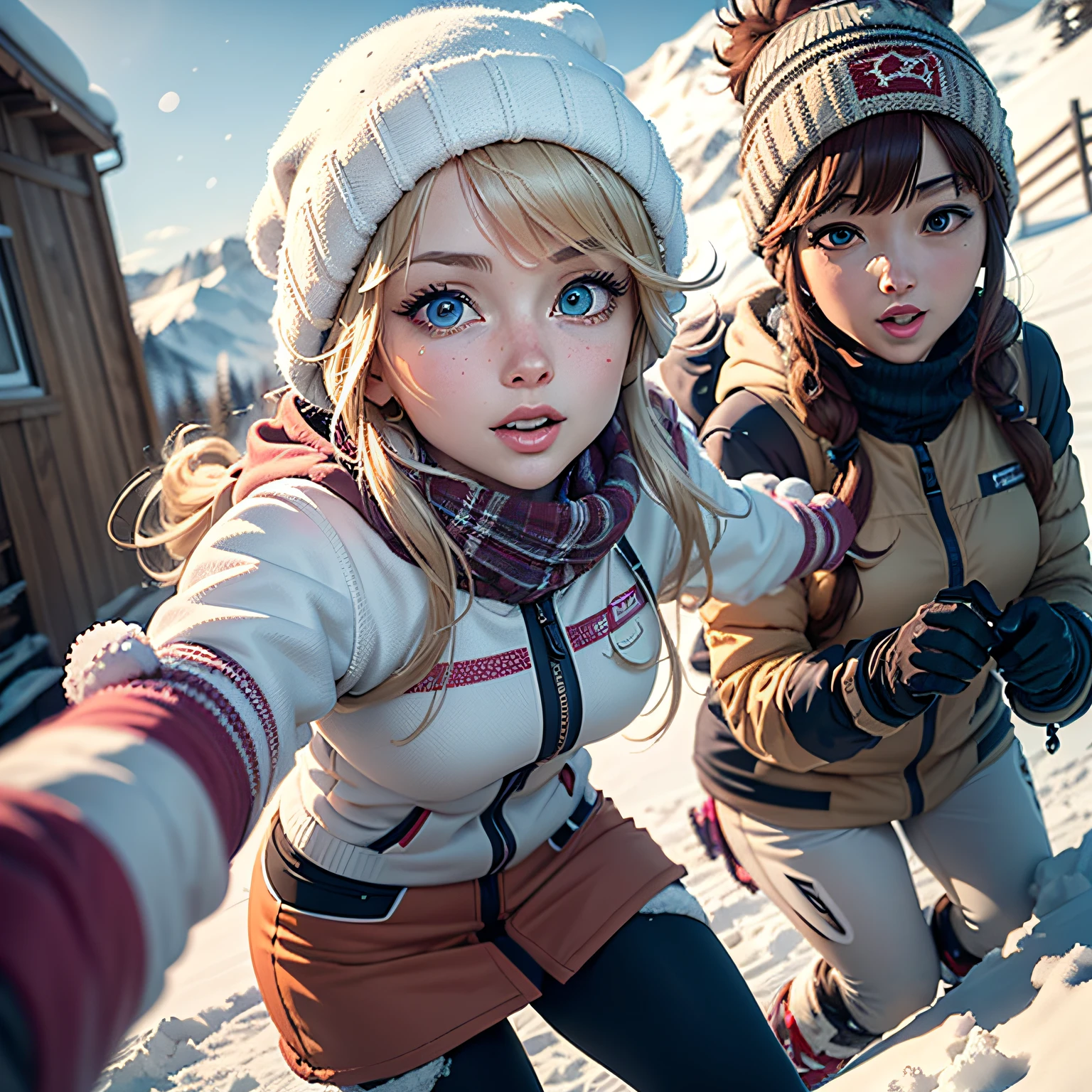 (masterpiece, best quality, beautiful anime art:1.4), beautiful anime_girl, (perfect face:1.8), (beautiful eyes:1.7), skiing_resort, full_body_shot, uncommon_attire, legwear, uncommon_background, sports, headwear, snowy_landscape, winter_vibes, scenic_view, bustling_activity, ski_lift, snow_capped_mountains, cozy_alpine_chalets, vibrant_slopes, winter_sun, snowflake_embellishments, stylish_outfit, vintage_meets_modern, whimsical_details, energetic_crowd, snowy_adventures, outdoor_recreation, dynamic_pose, elegant_movement, winter_sports_enthusiasts, action-packed_scene, thrilling_experiences, snow_fun, fashionable_choice, natural light, (sharp focus:1.6), highly detailed, ultra realistic, 8k