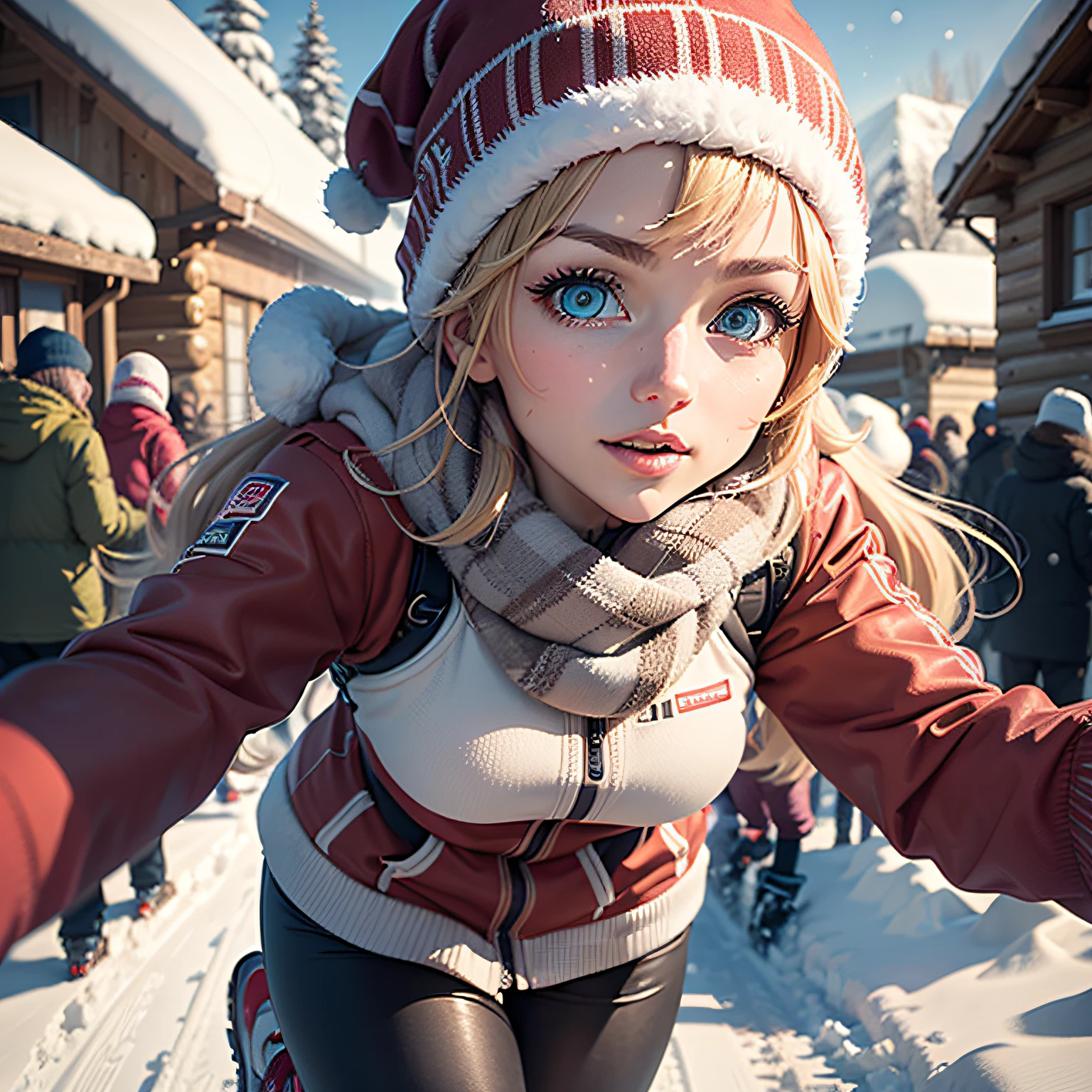 (masterpiece, best quality, beautiful anime art:1.4), beautiful anime_girl, (perfect face:1.8), (beautiful eyes:1.7), skiing_resort, full_body_shot, uncommon_attire, legwear, uncommon_background, sports, headwear, snowy_landscape, winter_vibes, scenic_view, bustling_activity, ski_lift, snow_capped_mountains, cozy_alpine_chalets, vibrant_slopes, winter_sun, snowflake_embellishments, stylish_outfit, vintage_meets_modern, whimsical_details, energetic_crowd, snowy_adventures, outdoor_recreation, dynamic_pose, elegant_movement, winter_sports_enthusiasts, action-packed_scene, thrilling_experiences, snow_fun, fashionable_choice, natural light, (sharp focus:1.6), highly detailed, ultra realistic, 8k