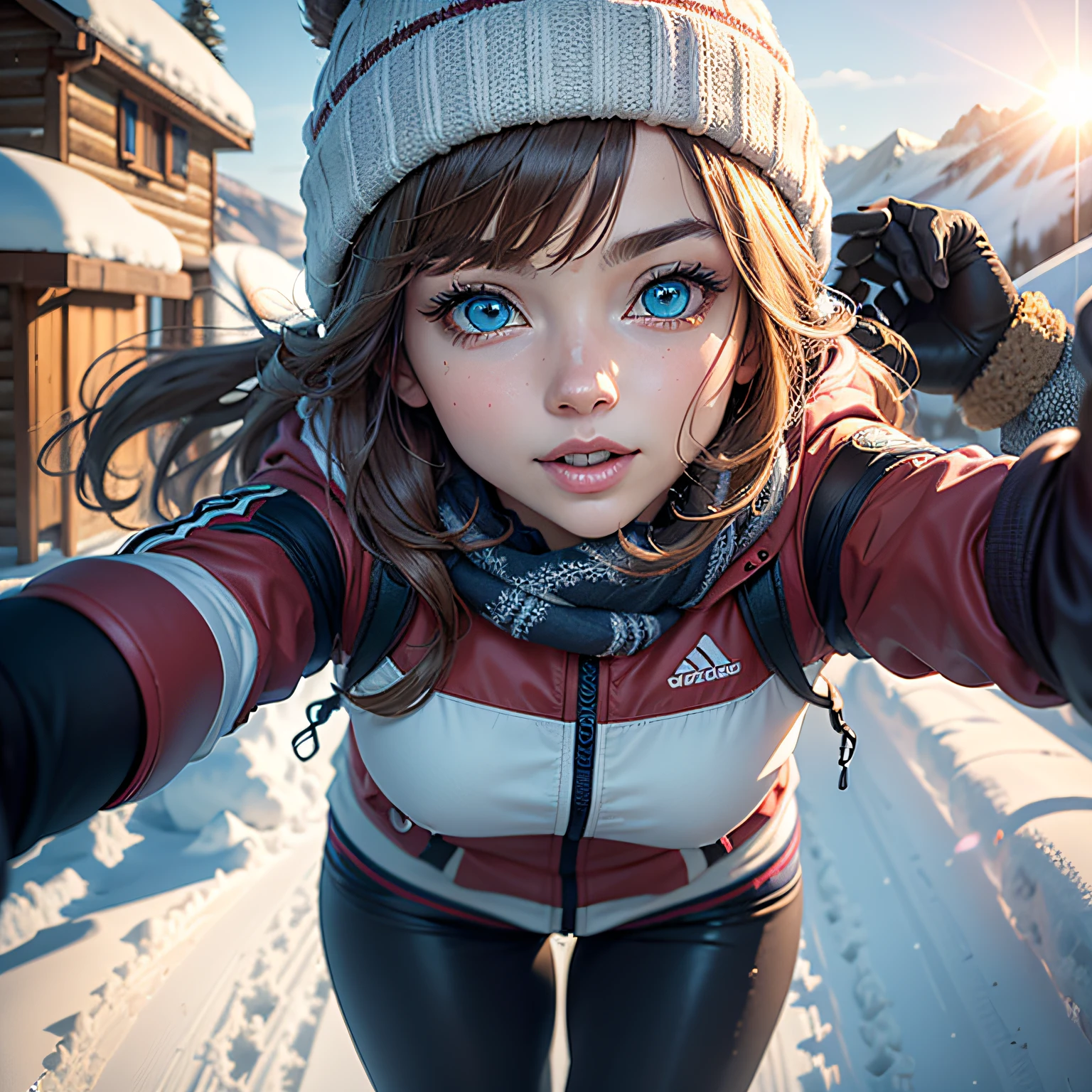 (masterpiece, best quality, beautiful anime art:1.4), beautiful anime_girl, (perfect face:1.8), (beautiful eyes:1.7), skiing_resort, full_body_shot, uncommon_attire, legwear, uncommon_background, sports, headwear, snowy_landscape, winter_vibes, scenic_view, bustling_activity, ski_lift, snow_capped_mountains, cozy_alpine_chalets, vibrant_slopes, winter_sun, snowflake_embellishments, stylish_outfit, vintage_meets_modern, whimsical_details, energetic_crowd, snowy_adventures, outdoor_recreation, dynamic_pose, elegant_movement, winter_sports_enthusiasts, action-packed_scene, thrilling_experiences, snow_fun, fashionable_choice, natural light, (sharp focus:1.6), highly detailed, ultra realistic, 8k