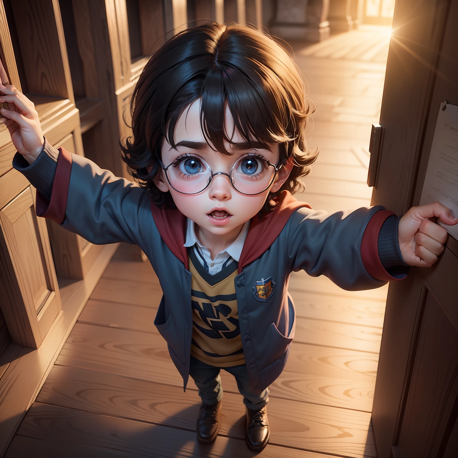 harry potter , Cartoon, Pixar, ..3d style, alta qualidade, pixar style, disney style, cute