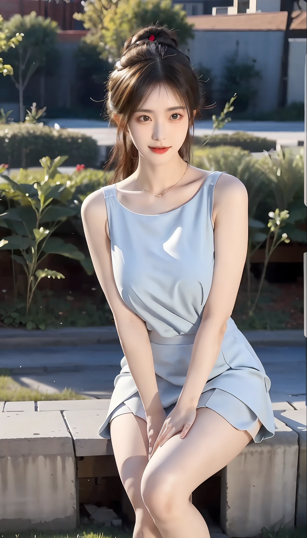 masterpiece,best quality,official art,in focus,Full body photo(FLS),FHD,1080P,2K,4K,8K,Mind-bSoft illuminationlowing Details,Unfathomable,Leica camera,Full Length Shot(FLS),cute,Golden Ratio,Soft illumination,absorbing。ultra - detailed,extremely detaile,Beautiful Meticulous Girl,1girll,(perfect female shape),full bodyesbian,a skirt,Long legs,No chest baring,The background is on a bridge。