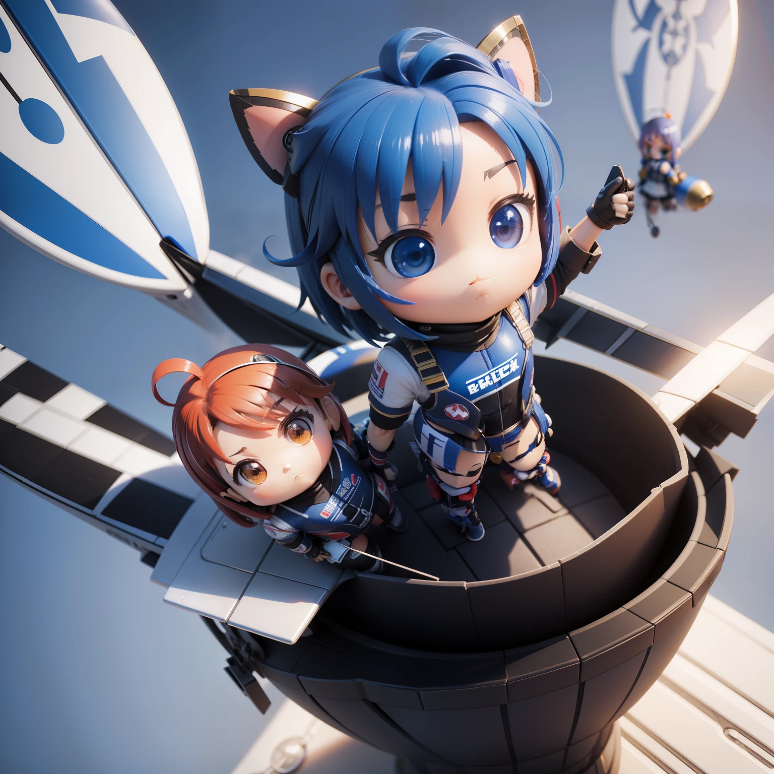 Fighters Looking up at the aerobatic flight of the Blue Impulse (((chibi3d)))