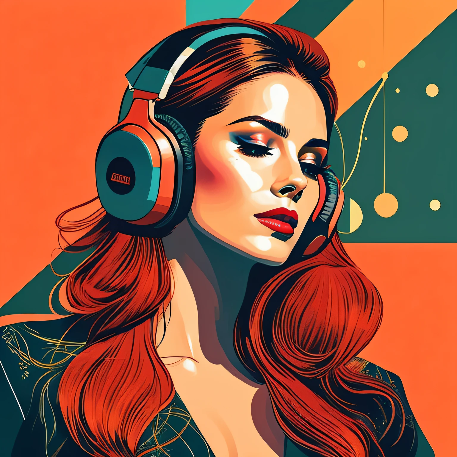 (masterpiece, best quality, beautiful:1.4), a woman with headphones on singing into a microphone, in style of digital illustration, vector artwork, vector art style, extremely high quality artwork, vector style drawing, vector art, jen bartel, digital art style, lowres, detailed vectorart, style digital painting, high quality artwork, digital art high quality, martin ansin artwork portrait, high quality portrait, wallpaper, 8k