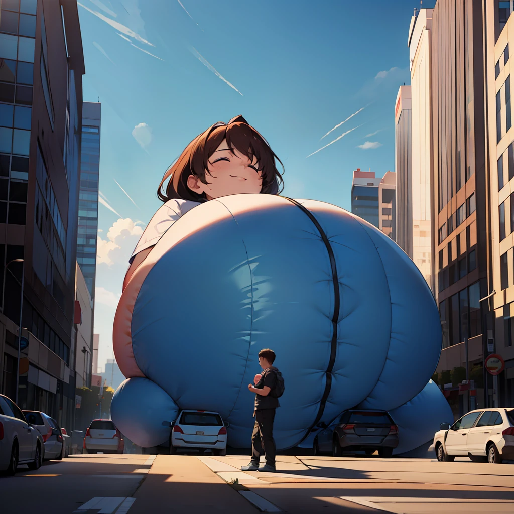 Mother turns inflatable object at the request of the son and the son is happy, But the mother's body had a side effect after the compliment of her son began to feel his body inflating and growing began to be shocked because now it was already the size of the house and the son so praising the mother growing and only in a few minutes was already in the size of the building