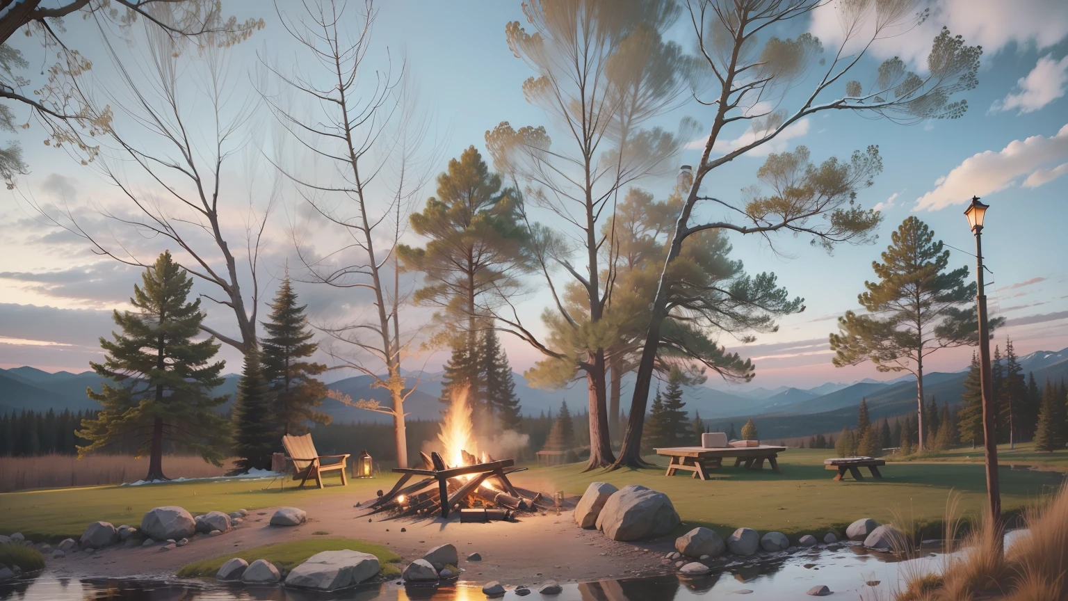 cozy place with a campfire