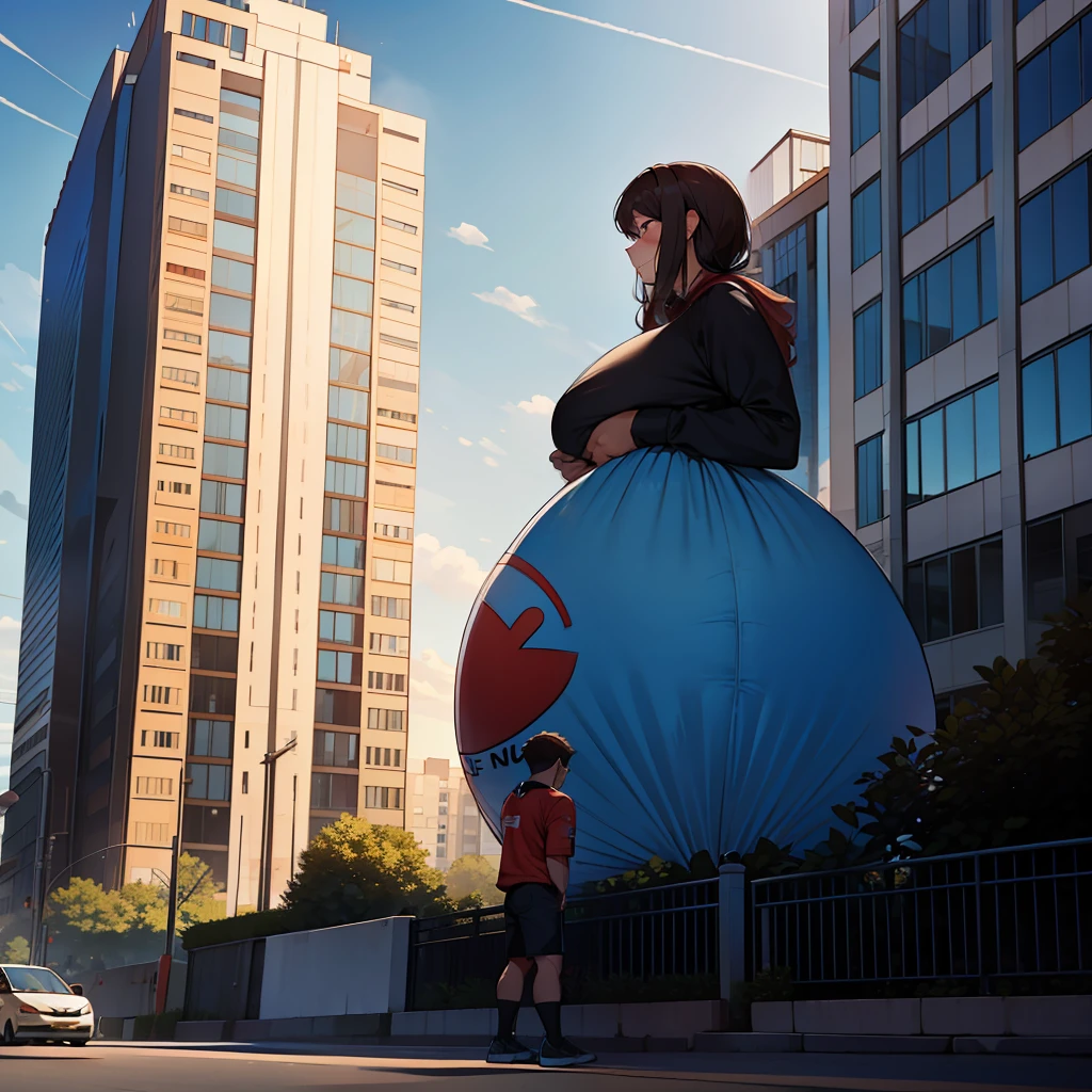 Mother turns inflatable object at the request of the son and the son is happy, But the mother's body had a side effect after the compliment of her son began to feel his body inflating and growing began to be shocked because now it was already in the size of the house and the son so praising the mother growing and only in a few minutes was already in the size of the building and the son makes one more request to mother which is if she can get even bigger
