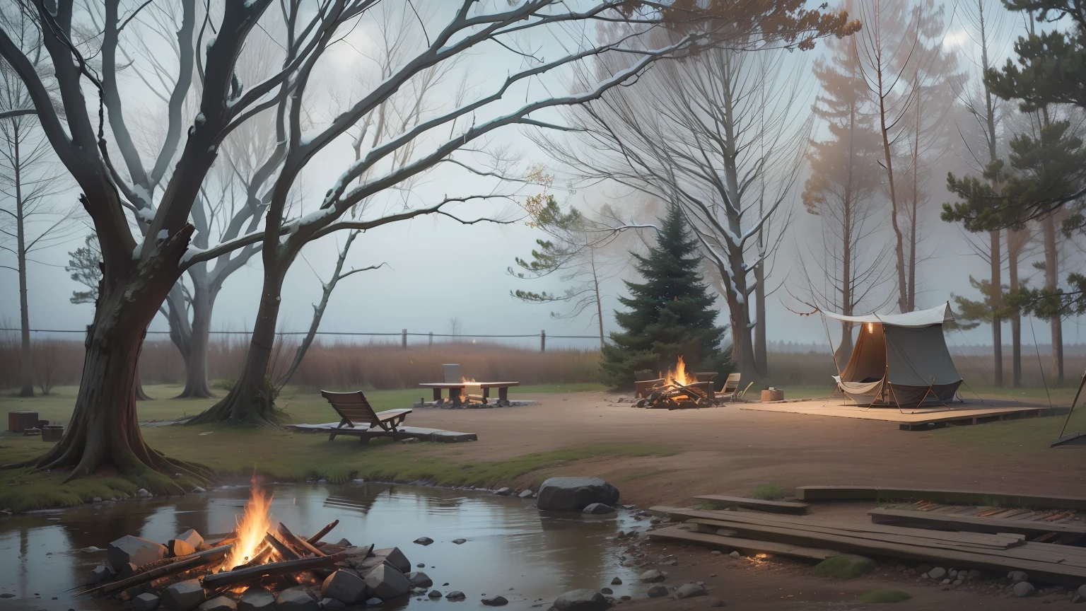 cozy place with a campfire