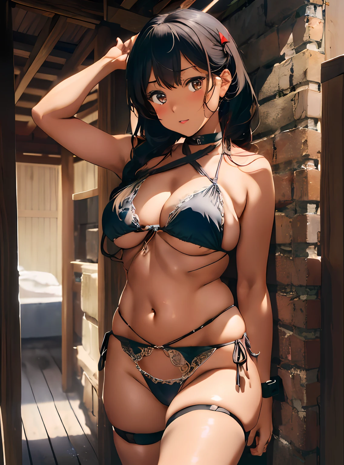 Sexy brown skin Azur Lane waifu，Giant big breasts，Curves are super thick，sixpack abs，Tied to a torture chair，Torture machine，chain，Trapped，in basement，Hostaged，nipple torture，electric chair，Sadness and crying，dreads，urinating on herself，Kidnapped，Tight(White transparent ultra-small cloth bikini，see-through thong，Open the thong vaginal run，Leucorrhoea， The blown tide revealed her breasts，camel-toe，diamond jewelly，Harajuku girl makeup， Sexy breast indentation， evoke， sfv， one-girl， 独奏， Perfect body， s the perfect face， perfect hand， Perfect Finger， Perfect lips， perfect  eyes， Perfect background， perfect atmosphere， Professional quality， 8K， Perfect photography， Highest high resolution， 8K， Ray traching， perfect volumetric lighting， High-quality octane rendering， high quality vector， ultra - detailed， SAW movie scenes， Torture chamber， Clear skin， minimalistbackground， Perfect skin， no abberations