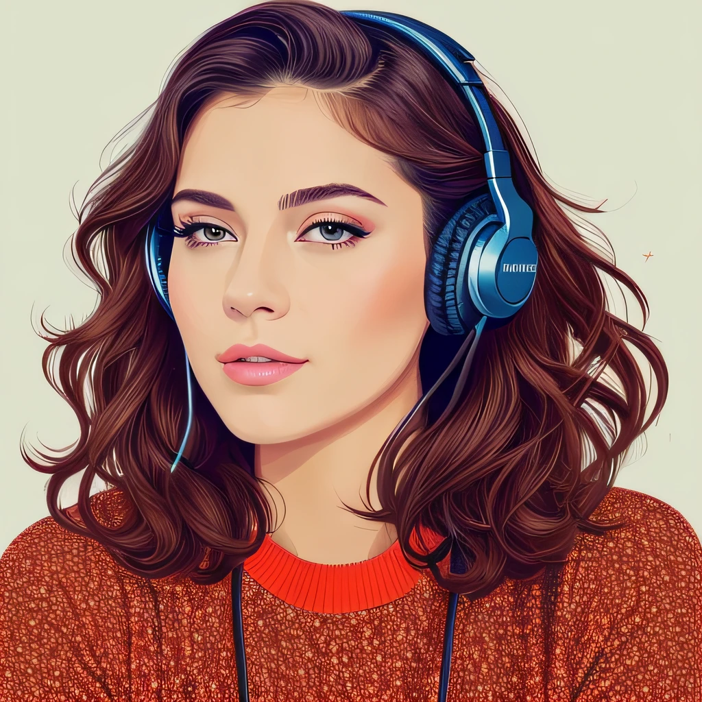 (masterpiece, best quality, beautiful:1.4), a woman with headphones on singing into a microphone, in style of digital illustration, vector artwork, vector art style, extremely high quality artwork, vector style drawing, vector art, jen bartel, digital art style, lowres, detailed vectorart, style digital painting, high quality artwork, digital art high quality, martin ansin artwork portrait, high quality portrait, wallpaper, 8k