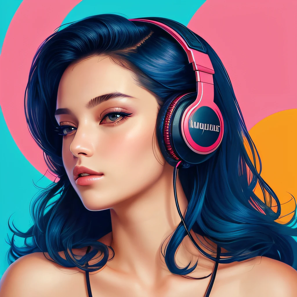 (masterpiece, best quality, beautiful:1.4), a woman with headphones on singing into a microphone, in style of digital illustration, vector artwork, vector art style, extremely high quality artwork, vector style drawing, vector art, jen bartel, digital art style, lowres, detailed vectorart, style digital painting, high quality artwork, digital art high quality, martin ansin artwork portrait, high quality portrait, wallpaper, 8k