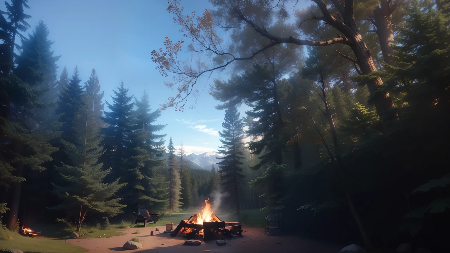cozy place with campfire