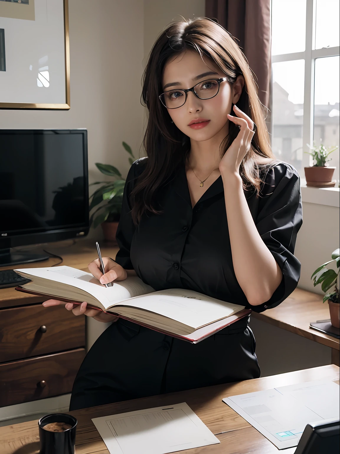 desribe secretary in a way that an image generating AI software would understand best to make it as close to the real thing as possible
