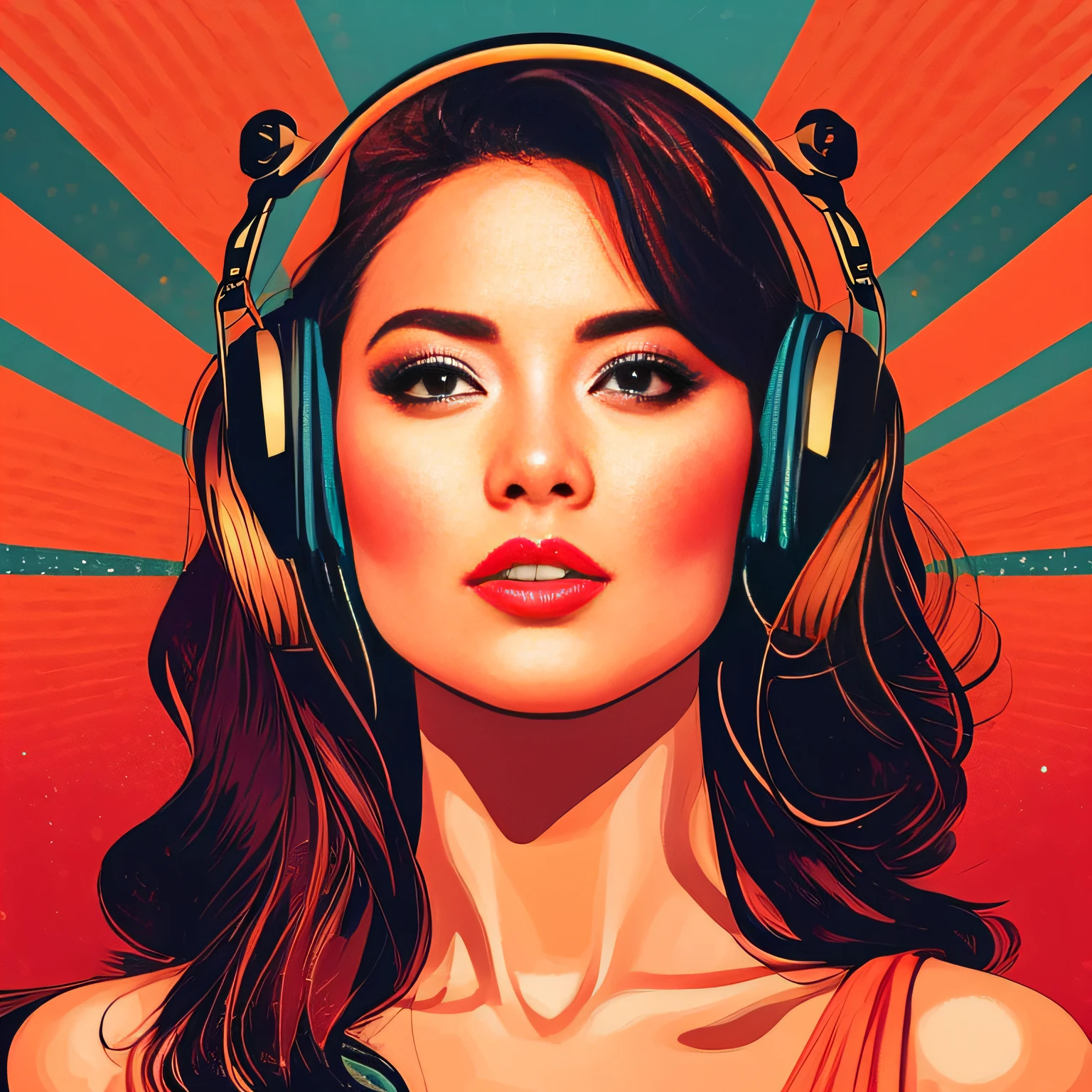 (masterpiece, best quality, beautiful:1.4), a woman with headphones on singing into a microphone, in style of digital illustration, vector artwork, vector art style, extremely high quality artwork, vector style drawing, vector art, jen bartel, digital art style, lowres, detailed vectorart, style digital painting, high quality artwork, digital art high quality, martin ansin artwork portrait, high quality portrait, wallpaper, 8k