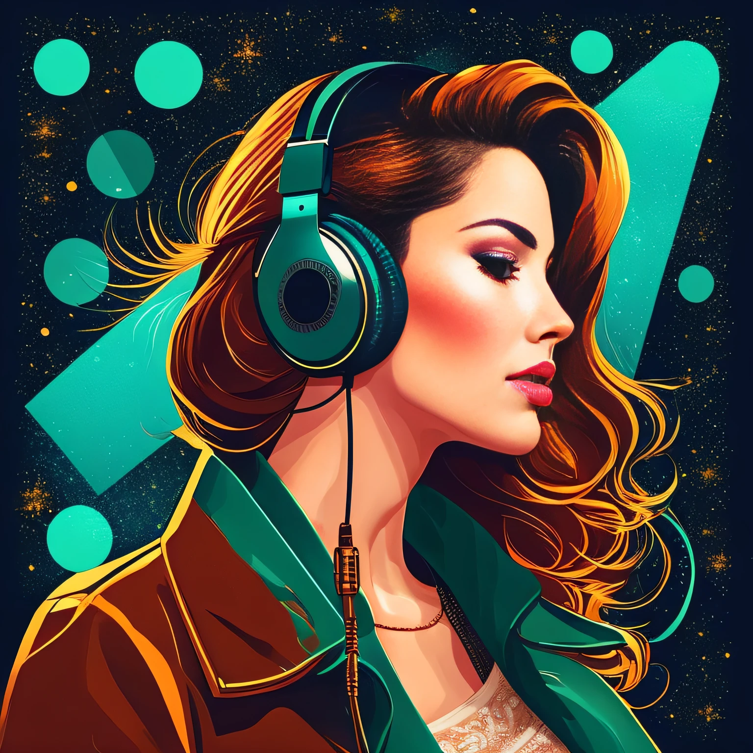 (masterpiece, best quality, beautiful:1.4), a woman with headphones on singing into a microphone, in style of digital illustration, vector artwork, vector art style, extremely high quality artwork, vector style drawing, vector art, jen bartel, digital art style, lowres, detailed vectorart, style digital painting, high quality artwork, digital art high quality, martin ansin artwork portrait, high quality portrait, wallpaper, 8k