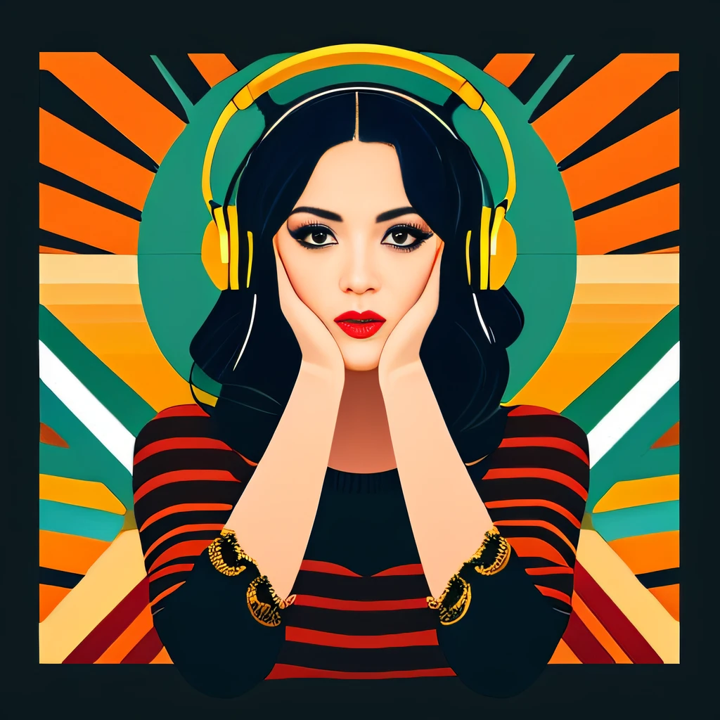 (masterpiece, best quality, beautiful:1.4), a woman with headphones on singing into a microphone, in style of digital illustration, vector artwork, vector art style, extremely high quality artwork, vector style drawing, vector art, jen bartel, digital art style, lowres, detailed vectorart, style digital painting, high quality artwork, digital art high quality, martin ansin artwork portrait, high quality portrait, wallpaper, 8k