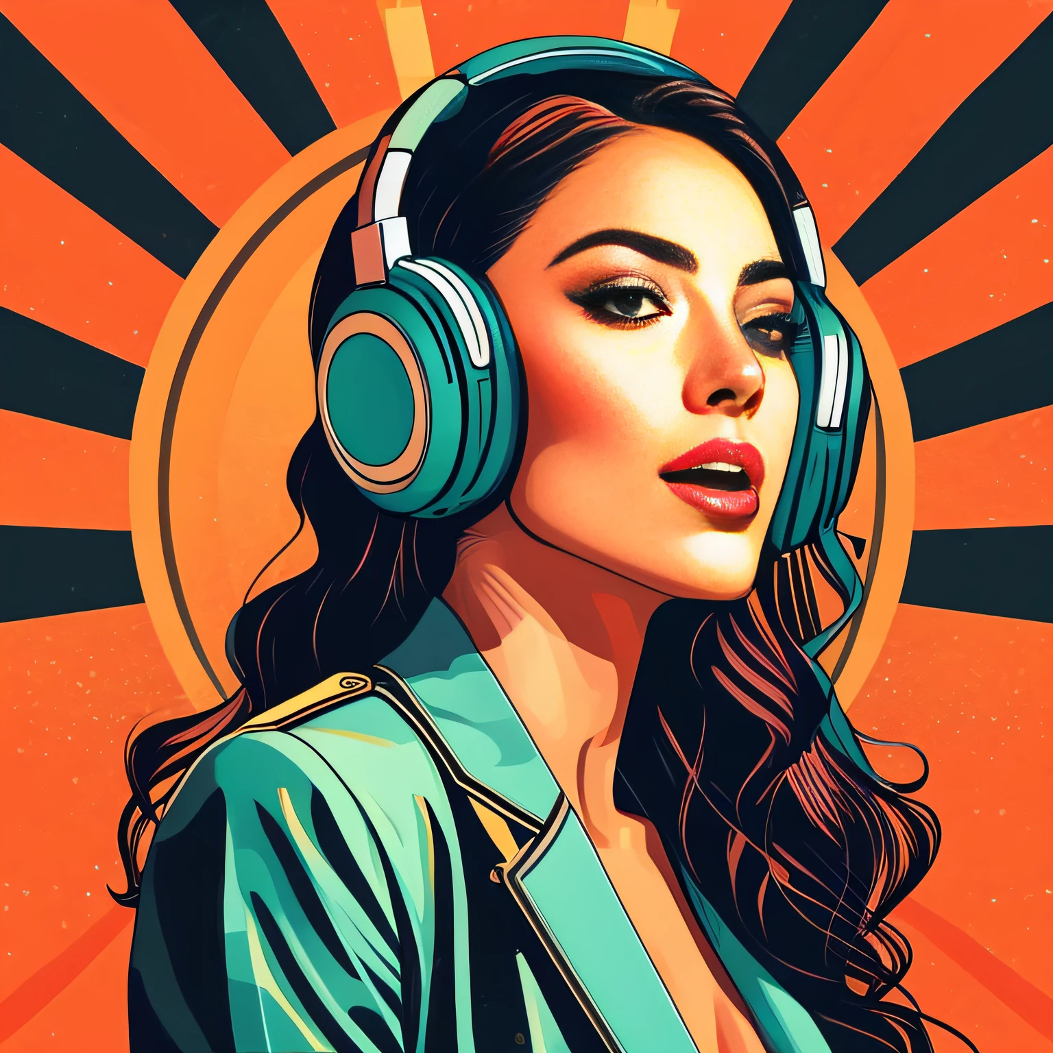 (masterpiece, best quality, beautiful:1.4), a woman with headphones on singing into a microphone, in style of digital illustration, vector artwork, vector art style, extremely high quality artwork, vector style drawing, vector art, jen bartel, digital art style, lowres, detailed vectorart, style digital painting, high quality artwork, digital art high quality, martin ansin artwork portrait, high quality portrait, wallpaper, 8k