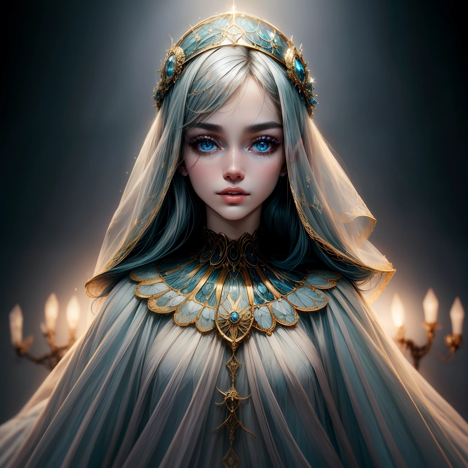 (melhor qualidade, obra-prima), mulher jovem, 20anos, rosto perfeito, corpo perfeito, muito linda,vestido azul princesa medieval, pose, Particle, vento, flor, parte superior do corpo, fundo da noite de lua cheia, olhando para o espectador, longo cabelo liso e dourado soprado pelo vento, olhos azuis detalhados, galaxy, retroiluminado, rimlight, bela obra de arte, perfect compositio