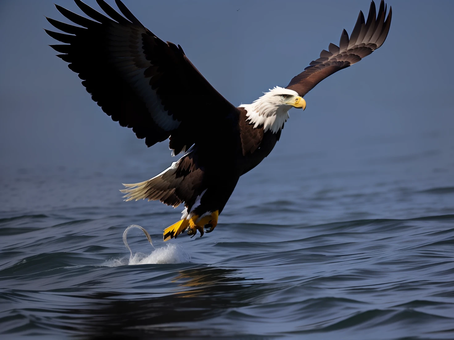 Araffe eagle flying over water with its wings spread, aquila, an eagle flying, bald eagle, an eagle, bird flying out of water, eagles, eagle wings, amazing photo, belo tiro, take off, with the beak of an eagle, com asas grandes, bela foto, asas abertas, asas abertas, Asas majestosas, eagle eat snake, asas estendidas
