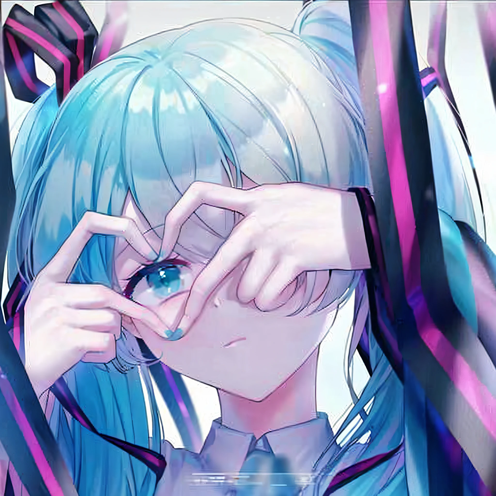 Anime girl with blue hair and blue eyes covering her eyes with her hands, anime vibes, mikudayo, nightcore, Portrait of Hatsune Miku, Hatsune Miku, Anime girl with teal hair, hatsune miku portrait, dreamy psychedelic anime, anime styled digital art, vocaloid, Digital anime art, animeaesthetic, Detailed digital anime art, Beautiful anime style