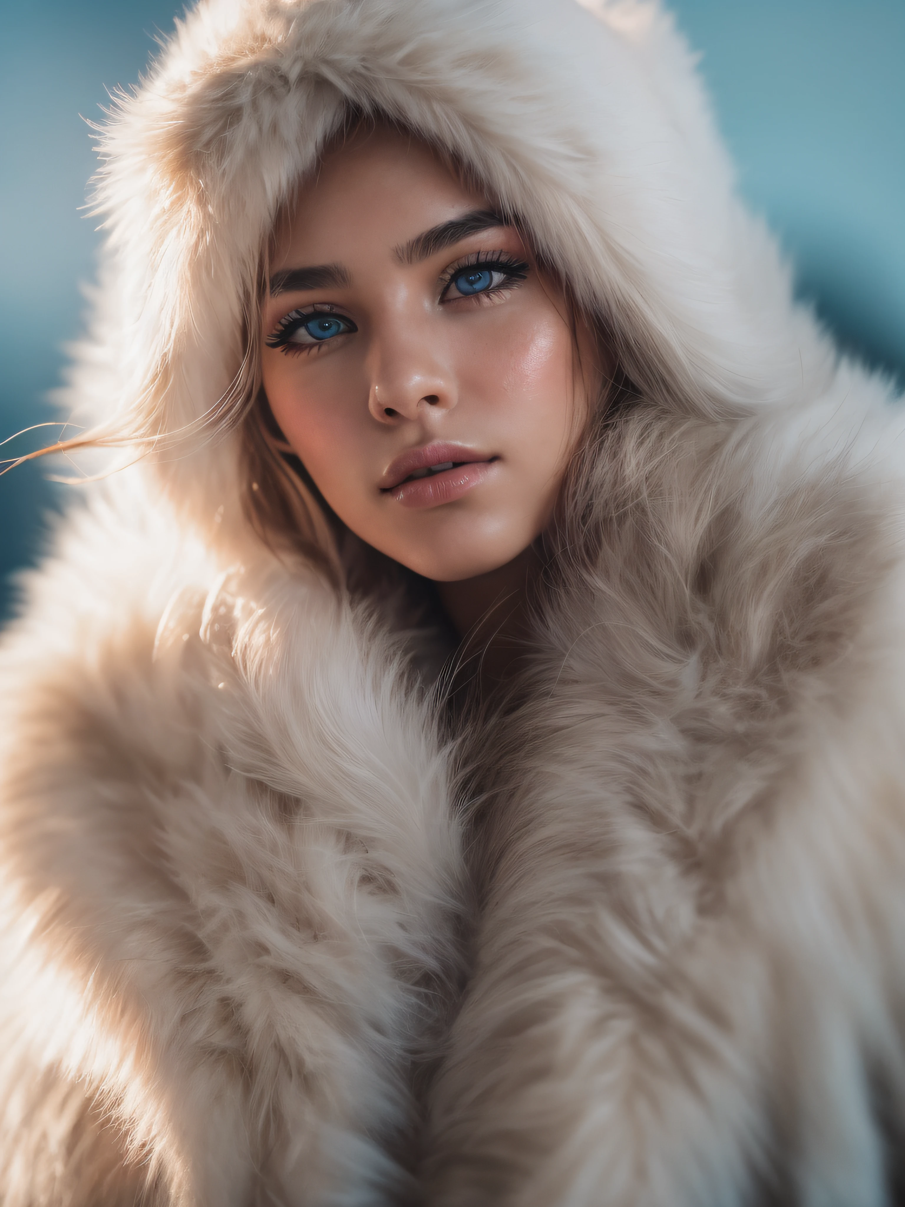 RAW photo, a 22-year-old-girl, prehistoric ice age woman, wearing mamoth fur, (1girl), (realistic), (photo-realistic:1.5), lipstick,(RAW photo, 8k uhd, film grain), Sharp Eyeliner, Blush Eyeshadow With Thick Eyelashes, extremely delicate and beautiful, 8k, soft lighting, high quality, highres, sharp focus, extremely detailed, (sunlight on face), beautiful detailed eyes, extremely detailed eyes and face, masterpiece, cinematic lighting, (high detailed skin:1.2), 8k uhd, dslr, soft lighting, high quality, film grain, Fujifilm XT3