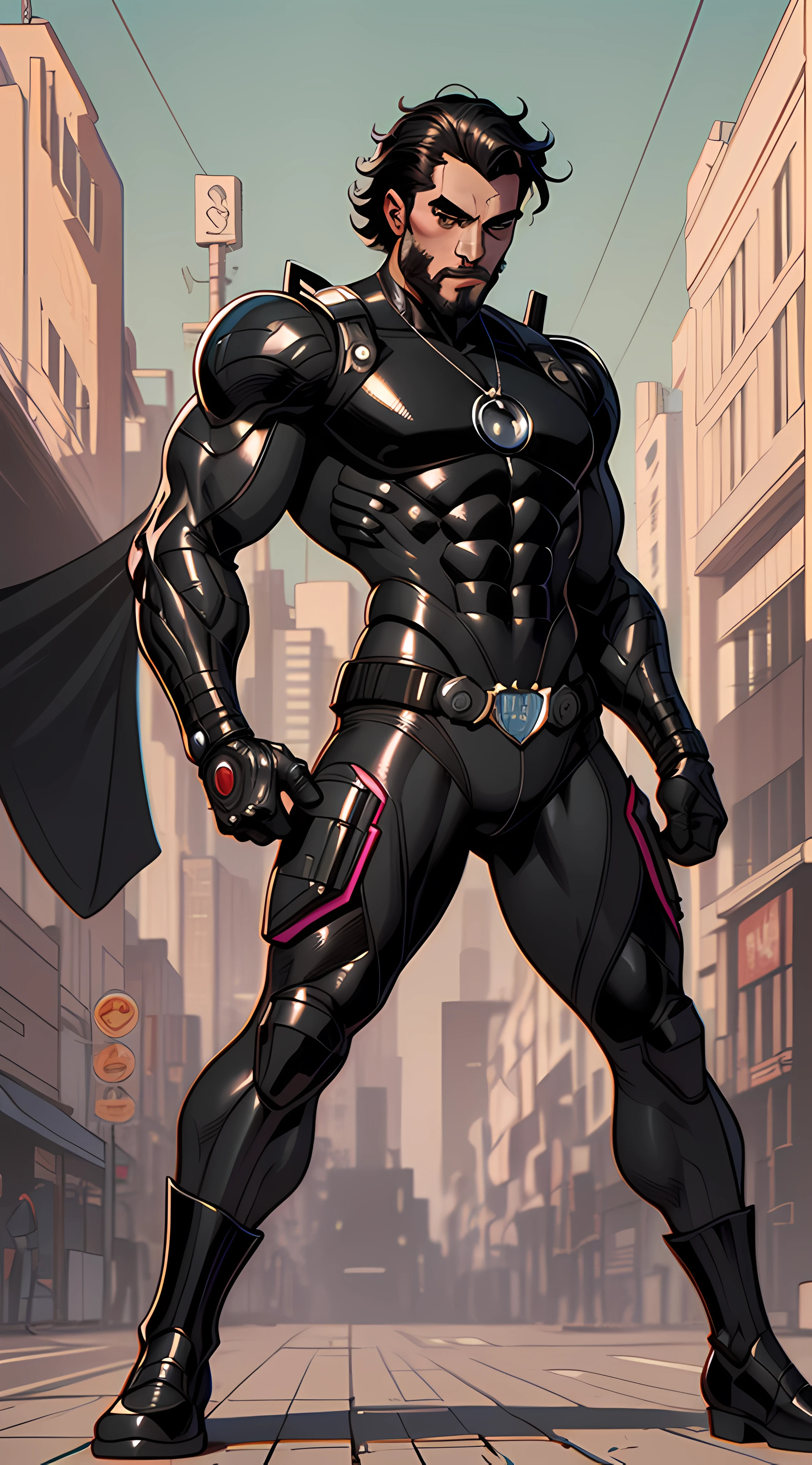 Homem negro brasileiro, rechonchudo, cabelo black power, nice pose, anatomia perfeita, usando roupas casuais, Rua, High detail, alta qualidade, Detalhes, Beautiful, Cor vibrante, Arte pulp, Arte cyberpunk