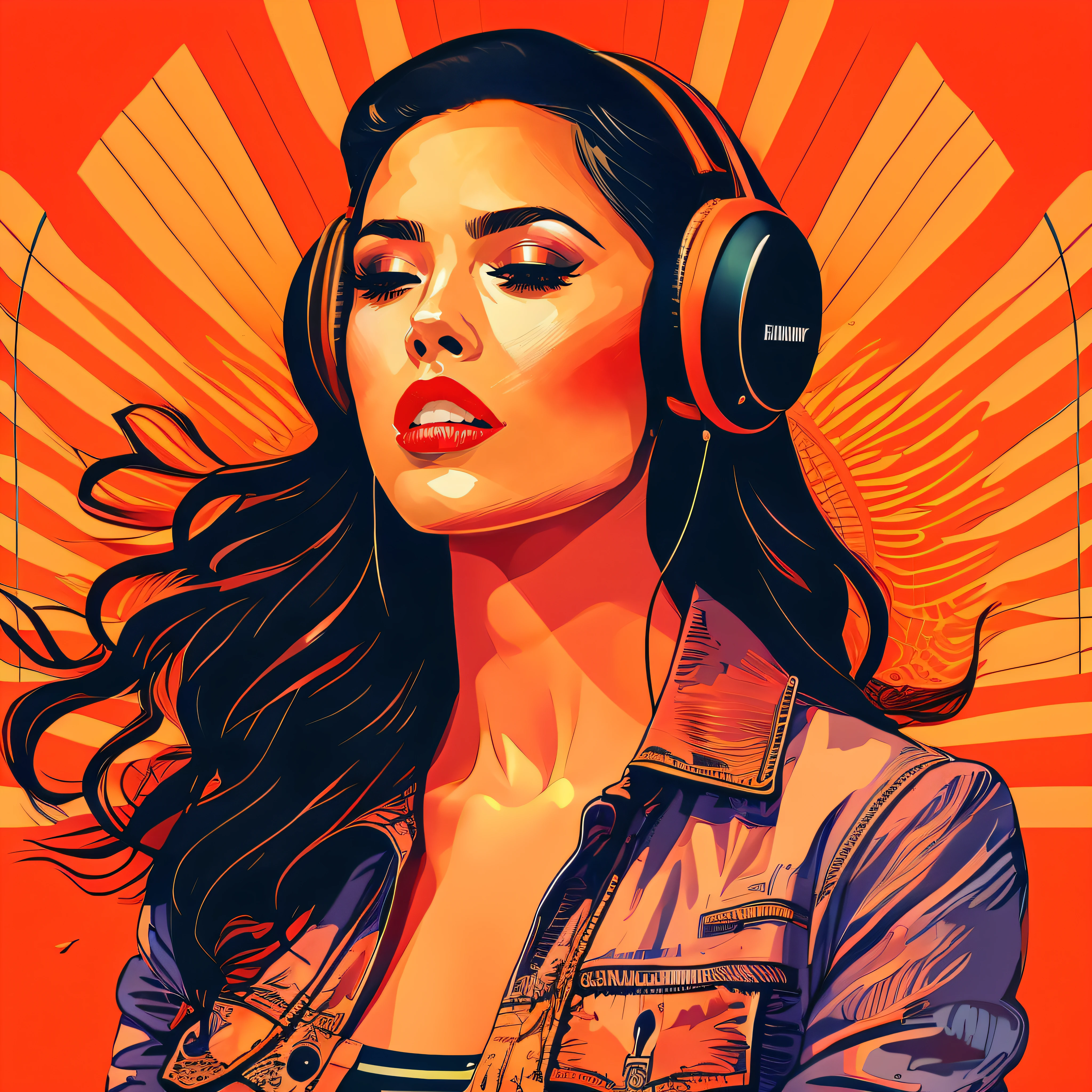 (masterpiece, best quality, beautiful:1.4), a woman with headphones on singing into a microphone, in style of digital illustration, vector artwork, vector art style, extremely high quality artwork, vector style drawing, vector art, jen bartel, digital art style, lowres, detailed vectorart, style digital painting, high quality artwork, digital art high quality, martin ansin artwork portrait, high quality portrait, wallpaper, 8k