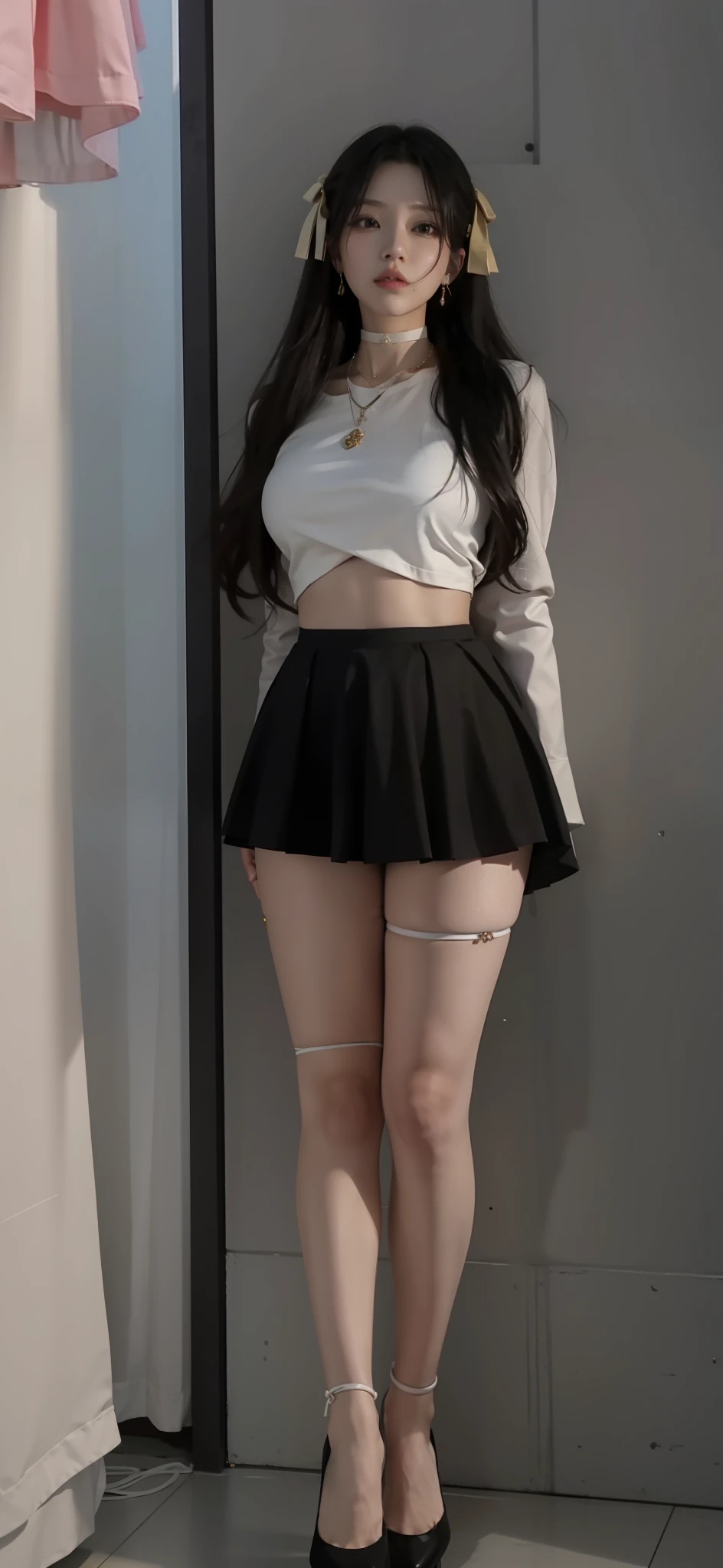 tmasterpiece,hyper realisitc,32k,非常详细的 CG 统一 8k 壁纸,best qualtiy,(Dark red A-line dress),((haruhi)),eardrop,maam,choker necklace,